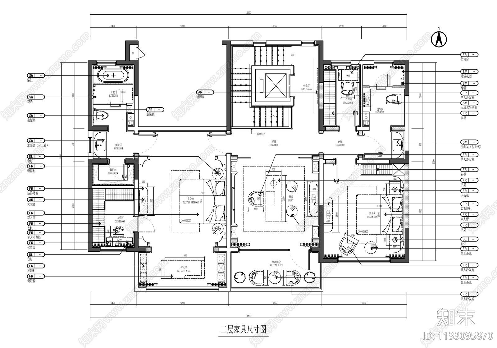 三层别墅室内cad施工图下载【ID:1133095870】