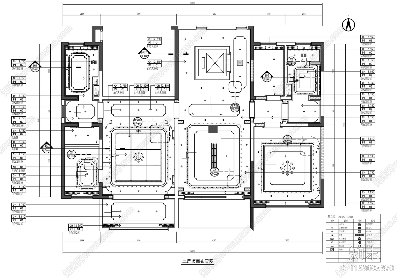 三层别墅室内cad施工图下载【ID:1133095870】