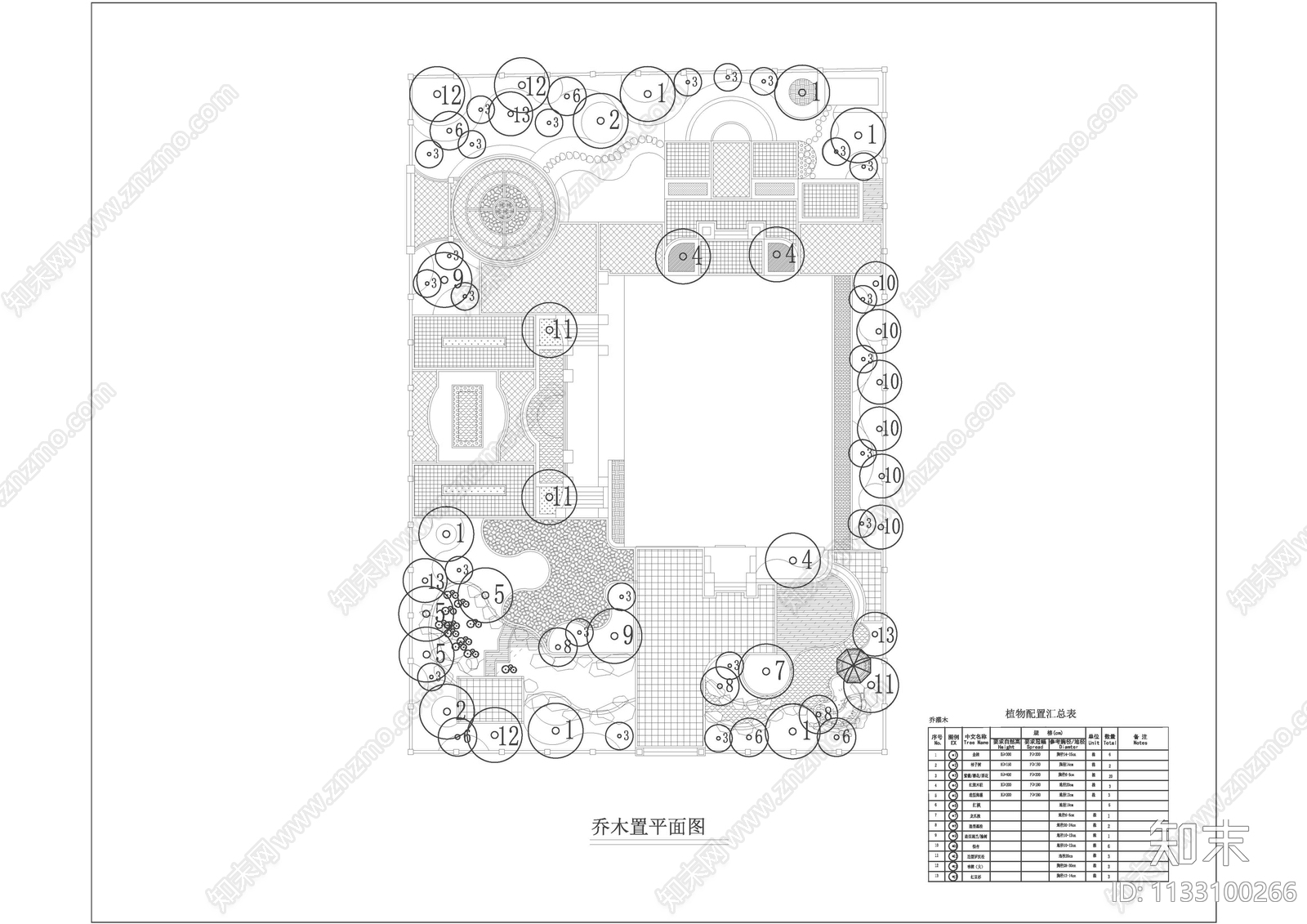 欧式别墅庭院景观平面方案图cad施工图下载【ID:1133100266】