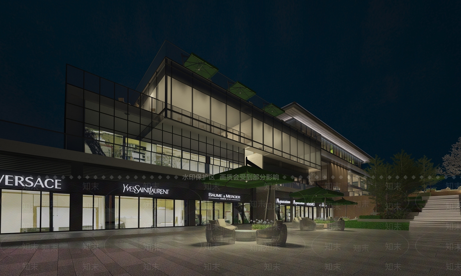 现代商场会所建筑外观3D模型下载【ID:1133105026】