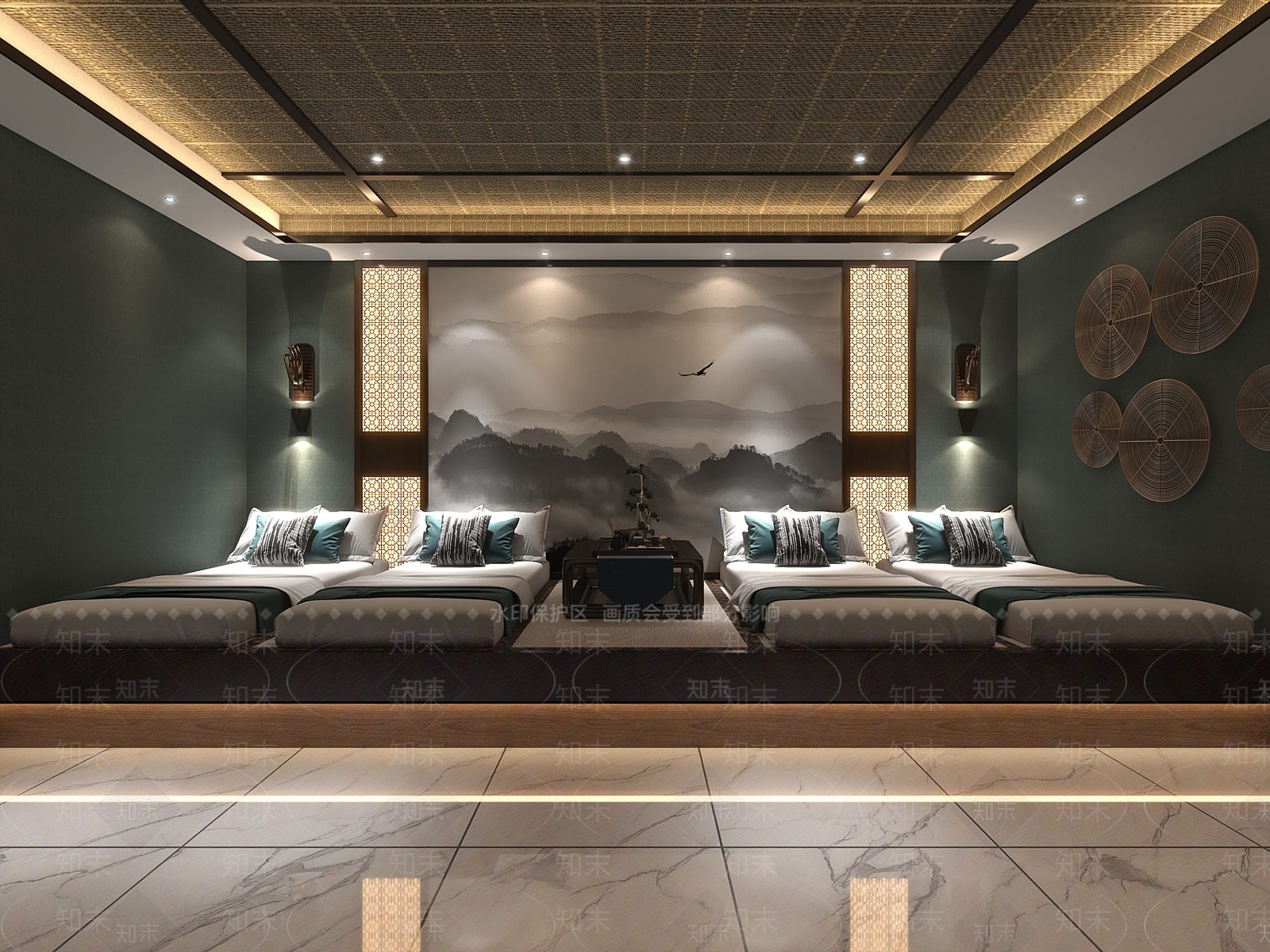 新中式足疗店包间SU模型下载【ID:1133204376】