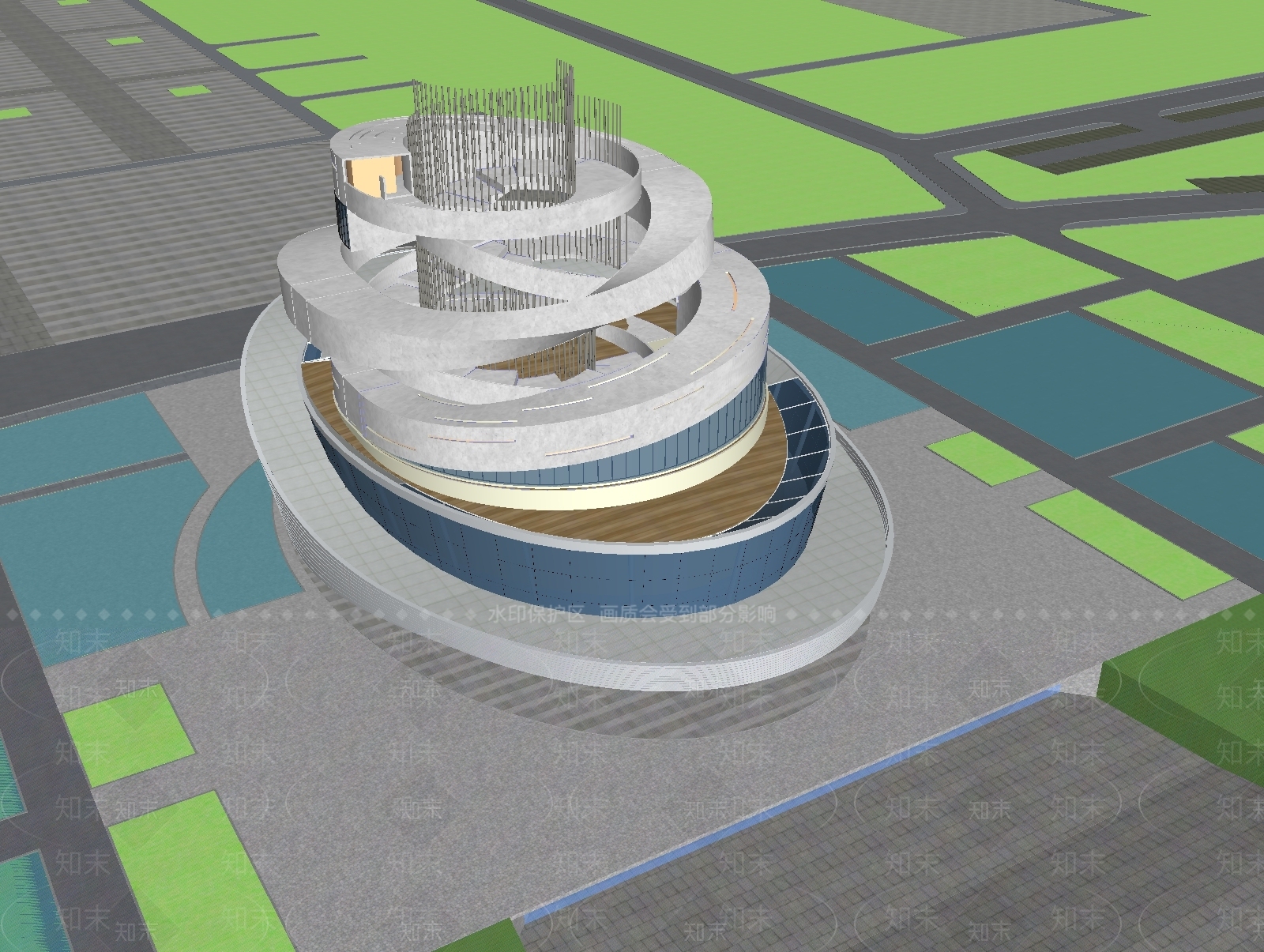 现代风格展览馆建筑SU模型下载【ID:1133120754】