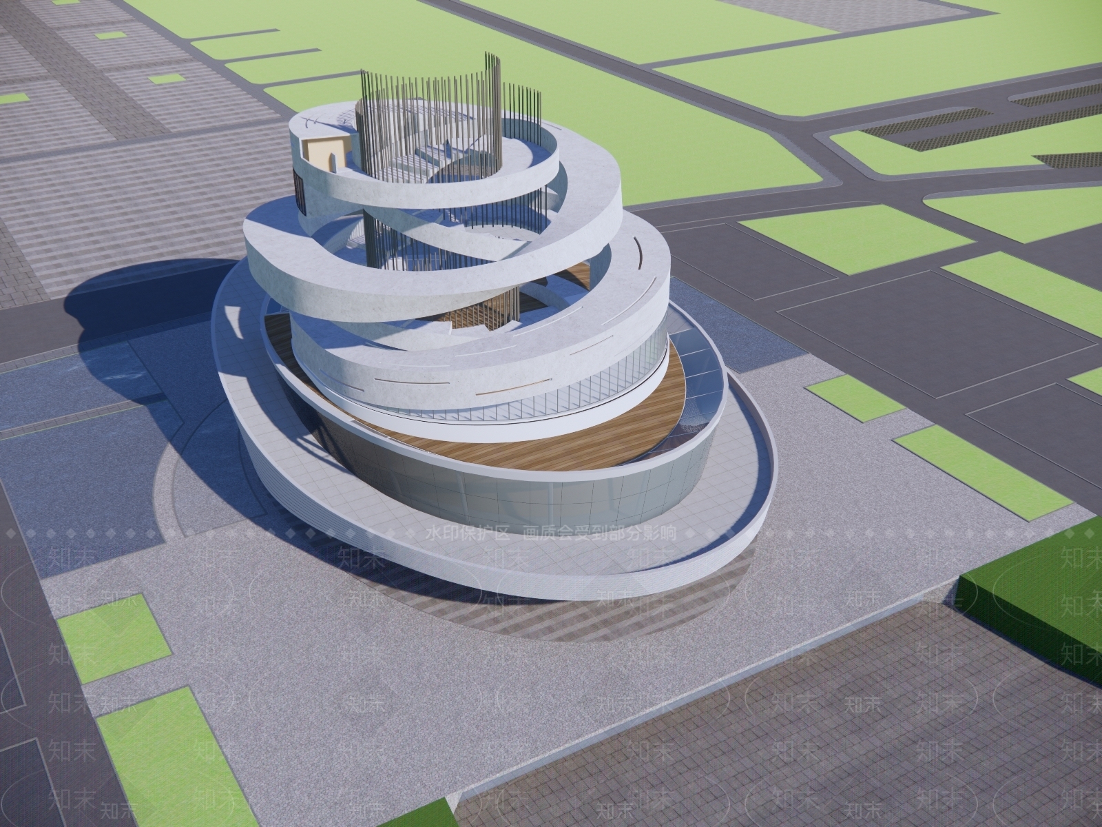 现代风格展览馆建筑SU模型下载【ID:1133120754】