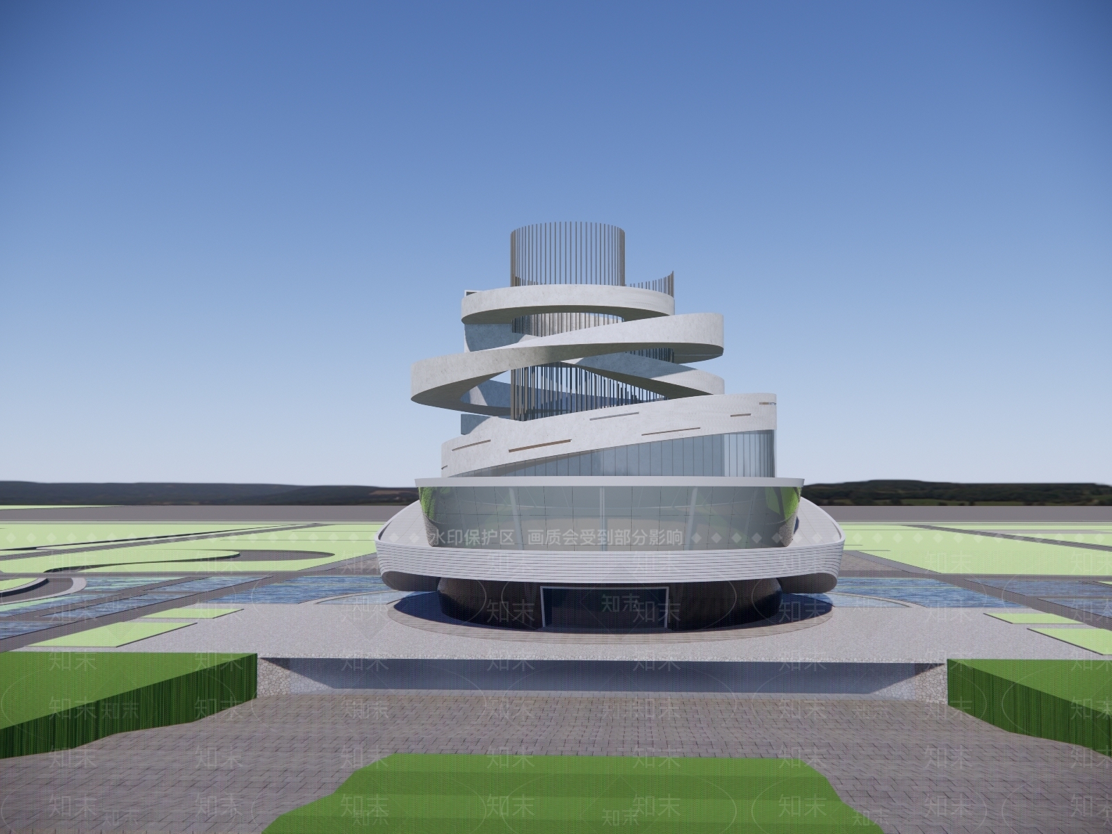 现代风格展览馆建筑SU模型下载【ID:1133120754】