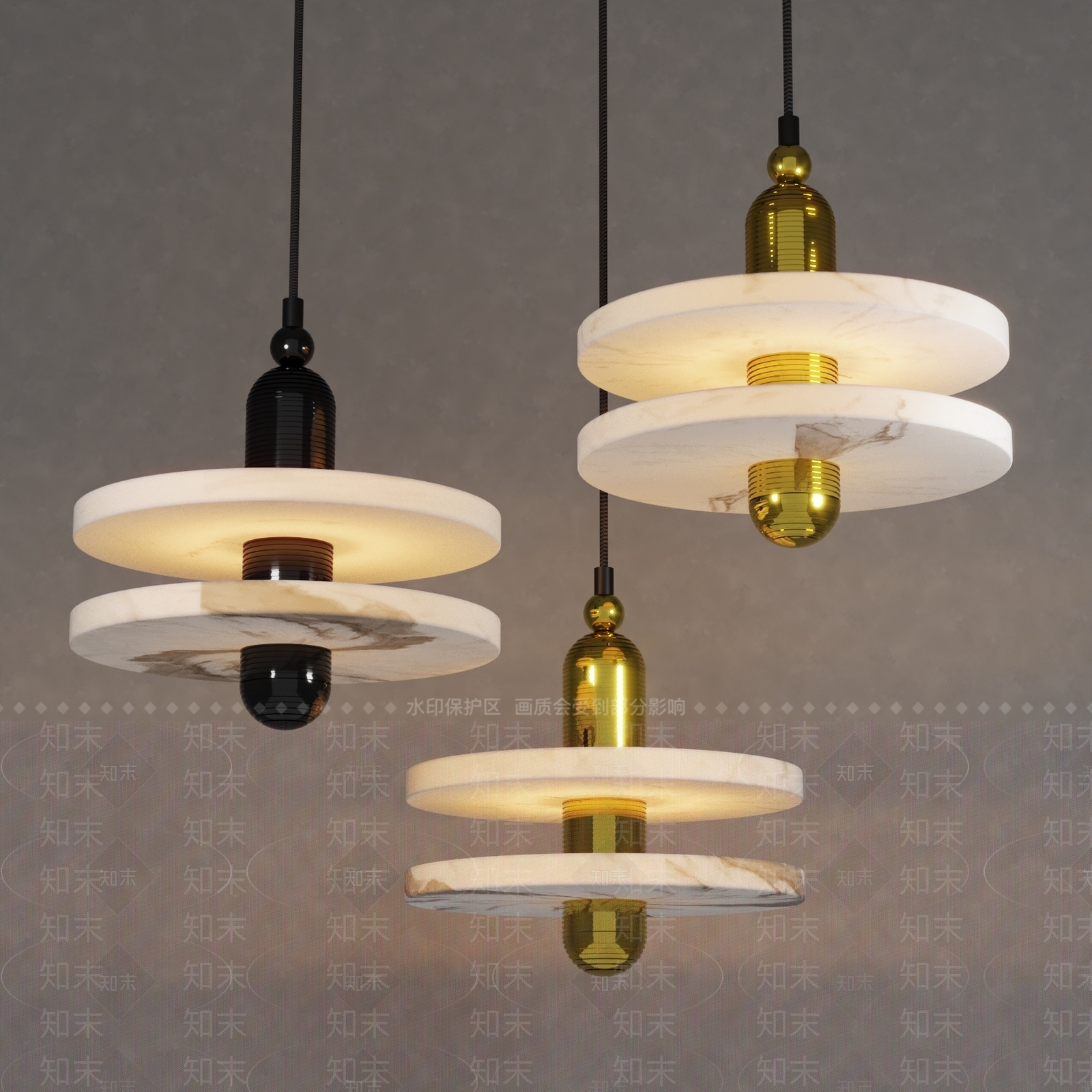 现代云石小蜜蜂吊灯3D模型下载【ID:1133219369】