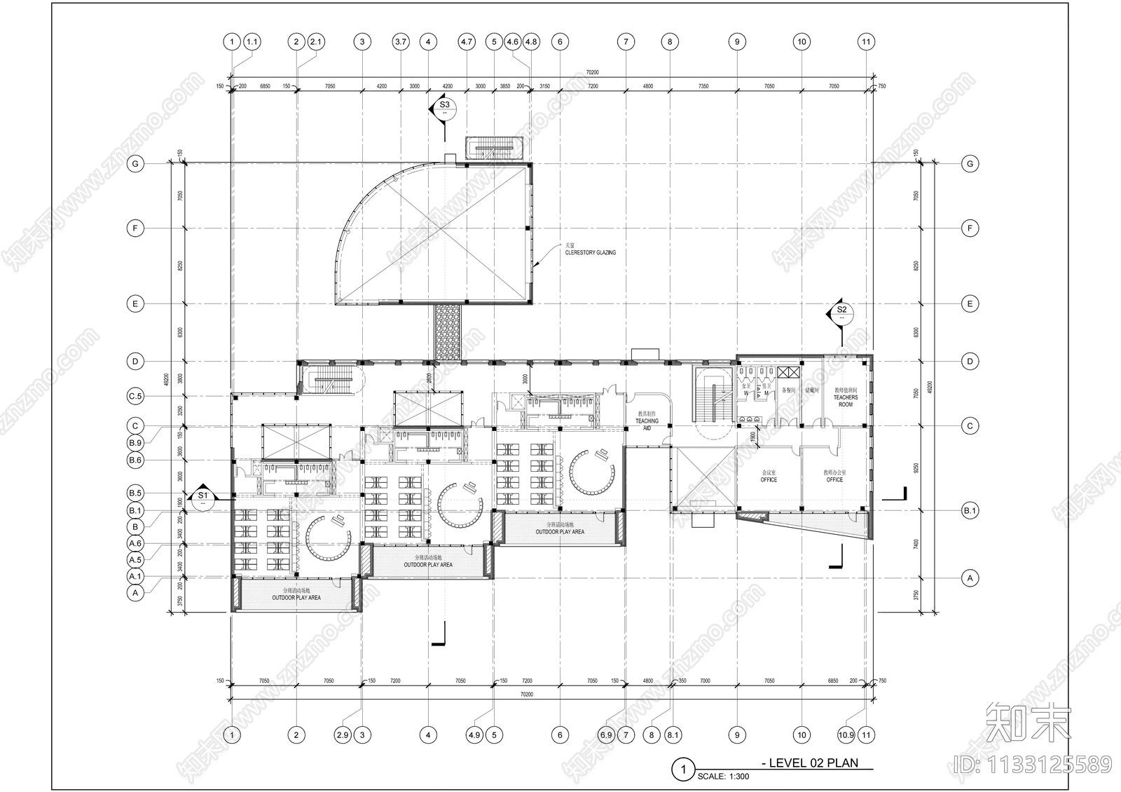 幼儿园建筑cad施工图下载【ID:1133125589】