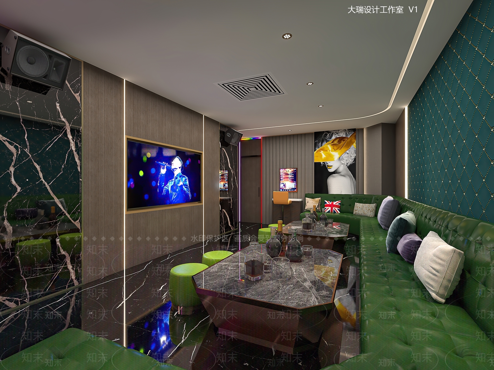 现代复古KTV包厢3D模型下载【ID:1133126963】
