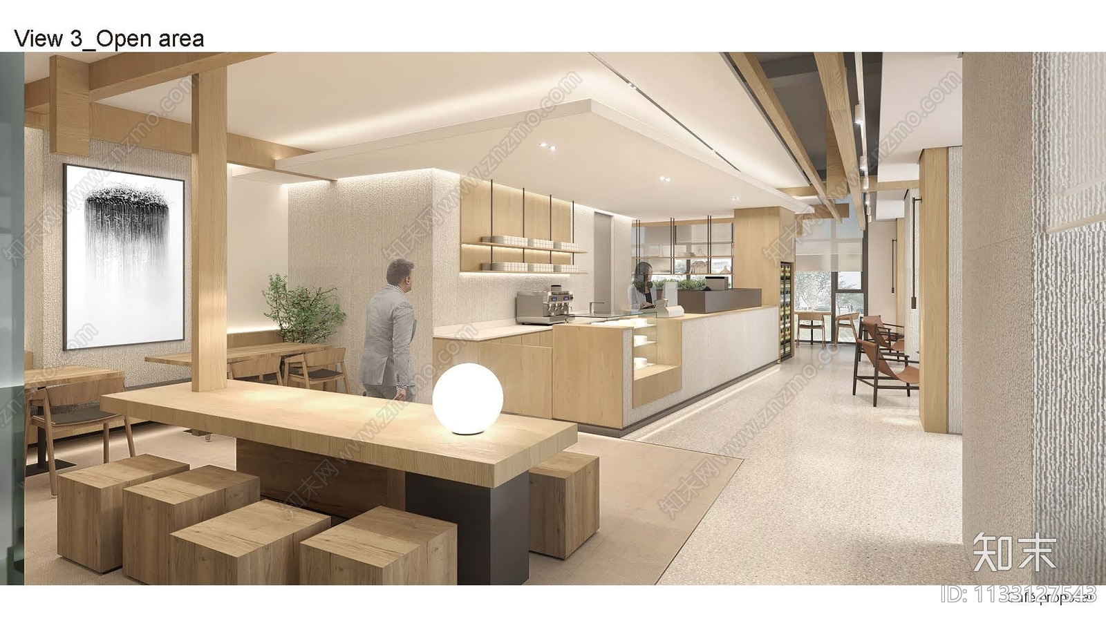 鹿鸣书院咖啡馆效果图施工图下载【ID:1133127543】