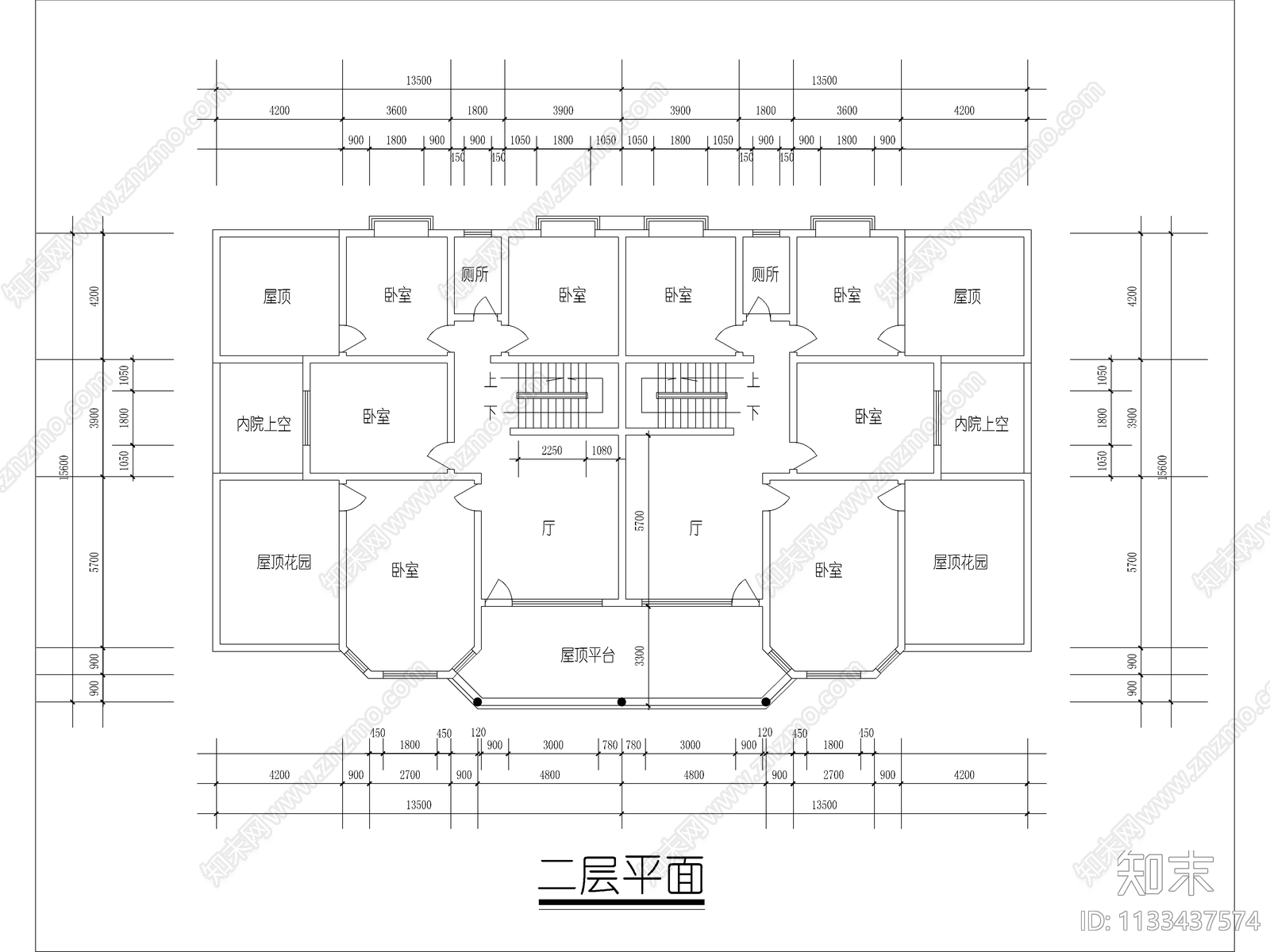 二层别墅设计cad施工图下载【ID:1133437574】