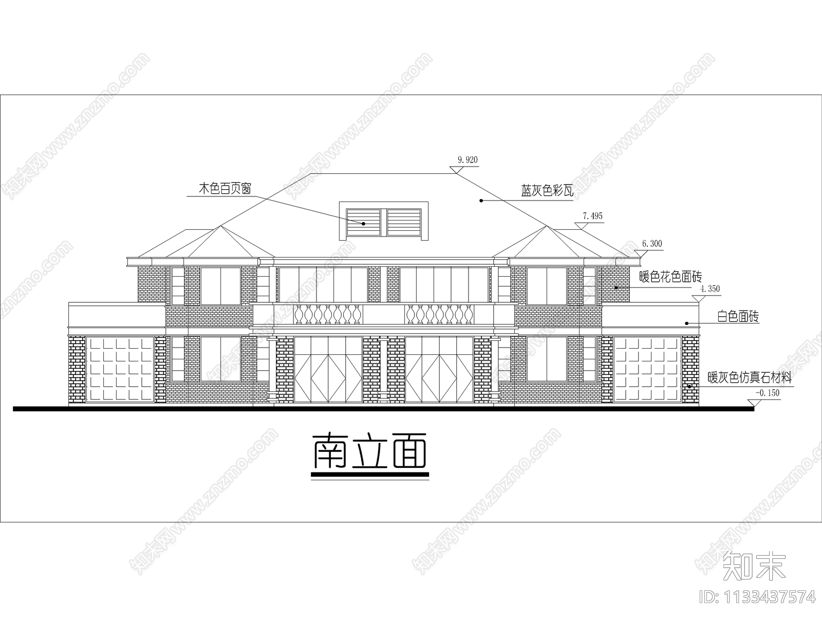 二层别墅设计cad施工图下载【ID:1133437574】