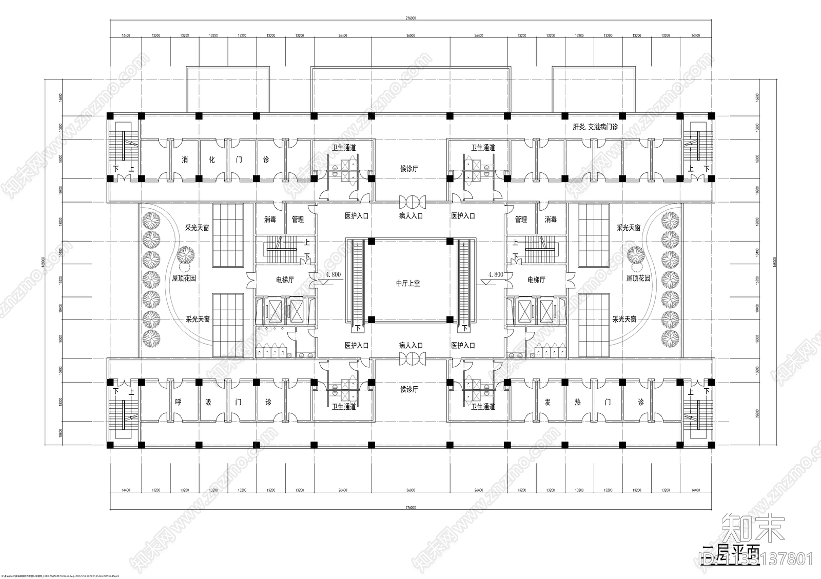 传染病医院建筑cad施工图下载【ID:1133137801】