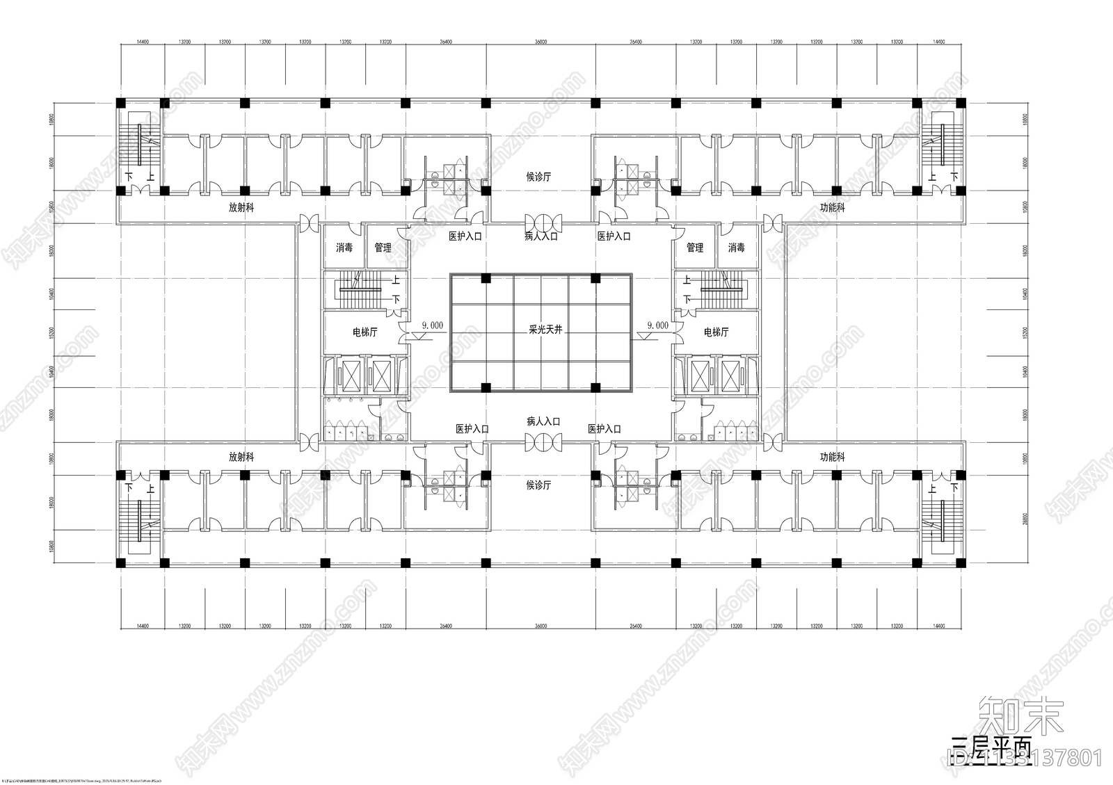 传染病医院建筑cad施工图下载【ID:1133137801】