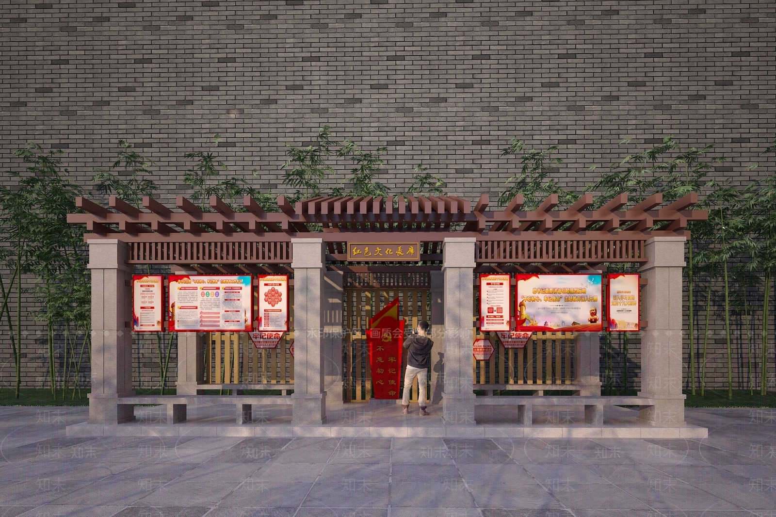 新中式廊架3D模型下载【ID:1133139030】