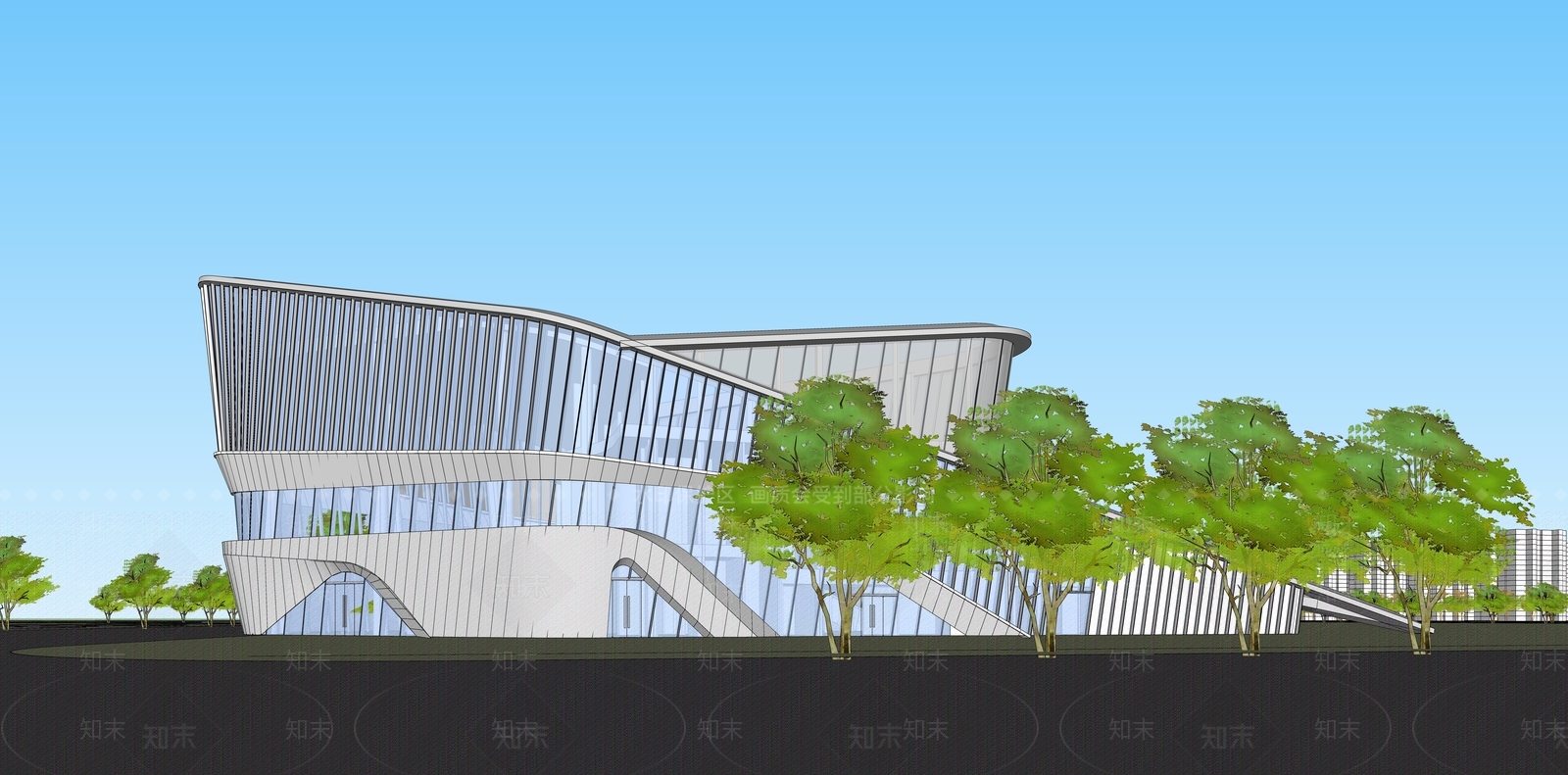 现代生命科学城市展示馆SU模型下载【ID:1133142502】