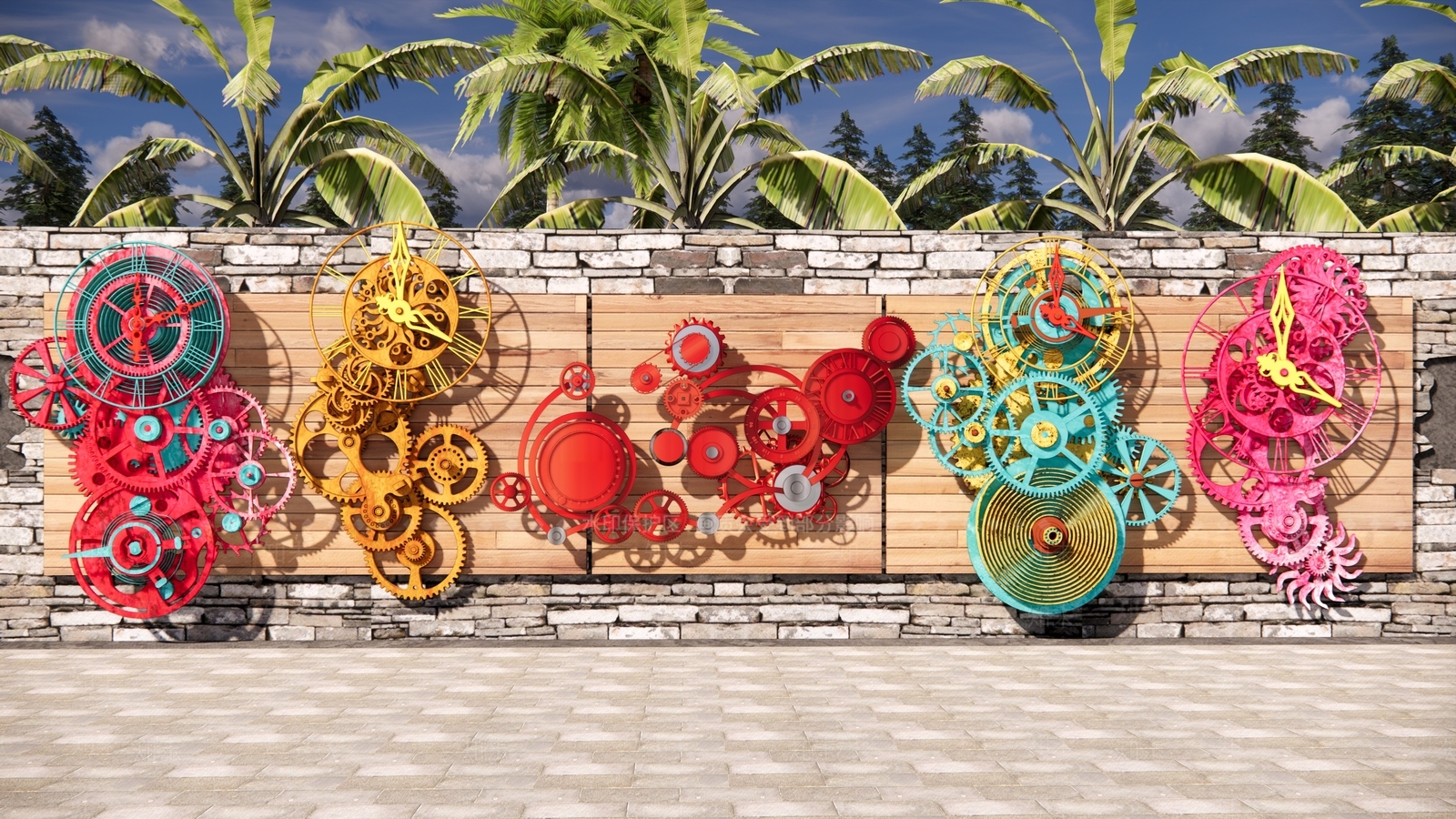 工业风机械齿轮雕塑小品SU模型下载【ID:1133147562】