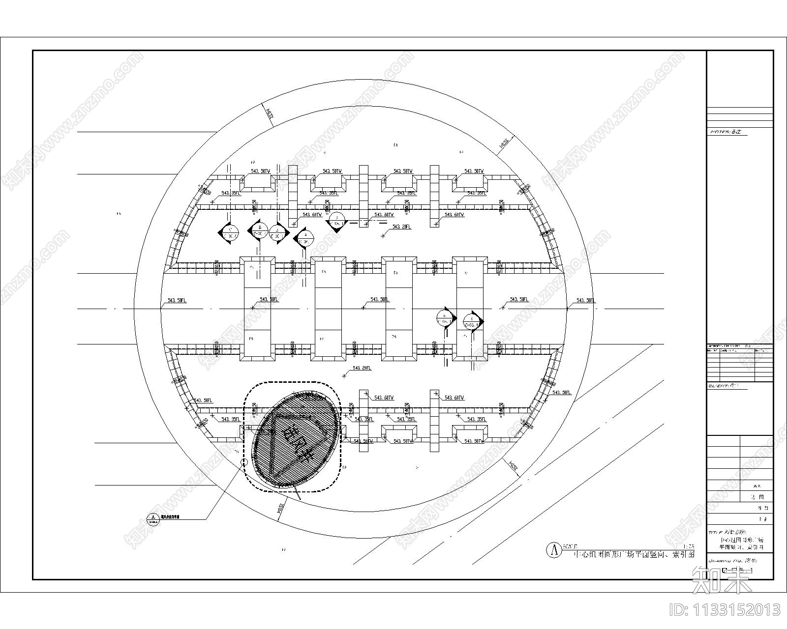 椭圆形广场施工图cad施工图下载【ID:1133152013】