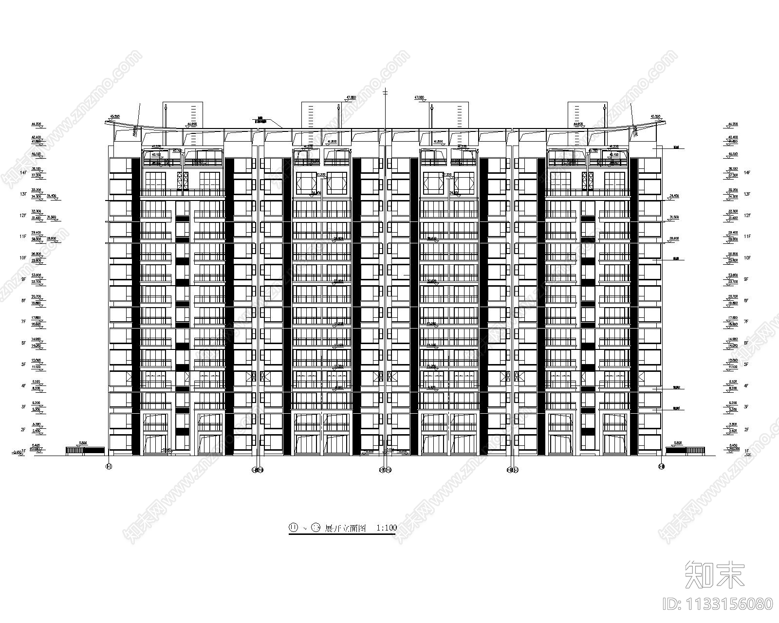 高层小区建筑cad施工图下载【ID:1133156080】