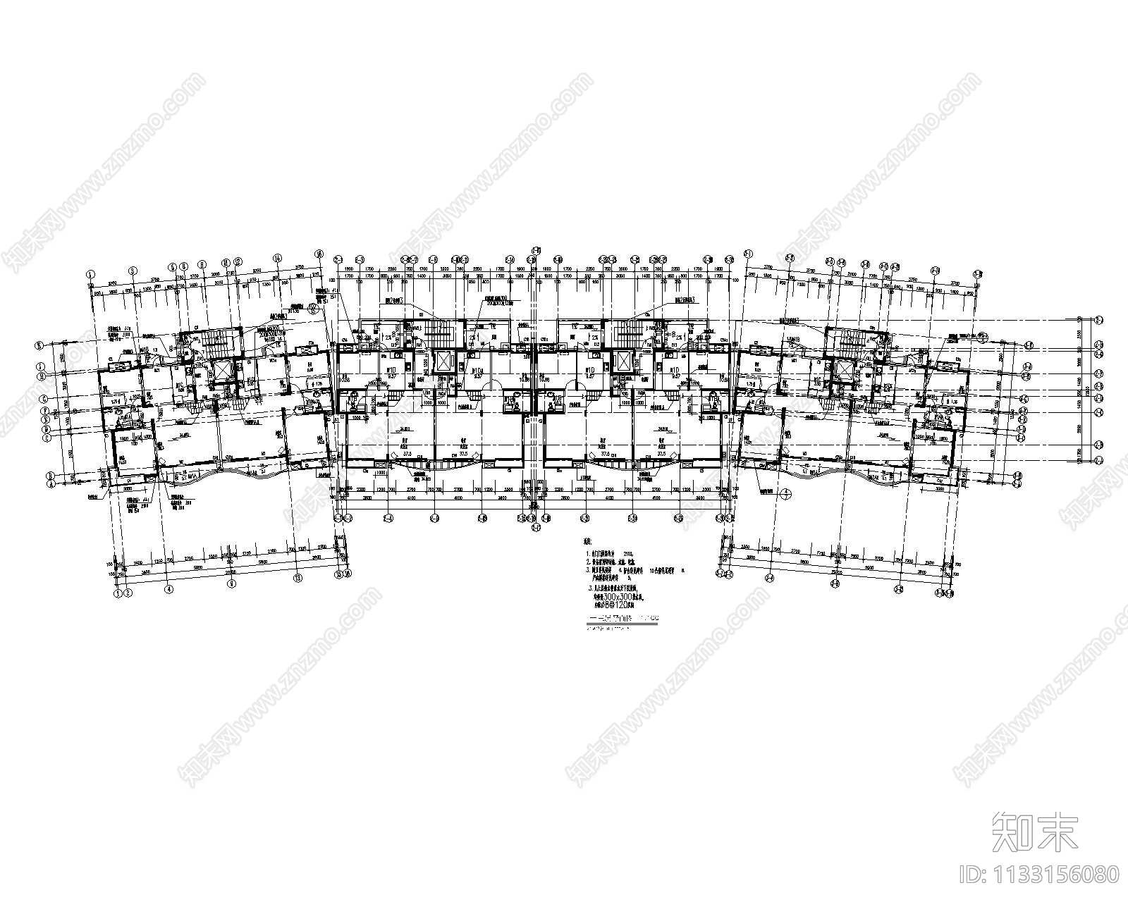 高层小区建筑cad施工图下载【ID:1133156080】