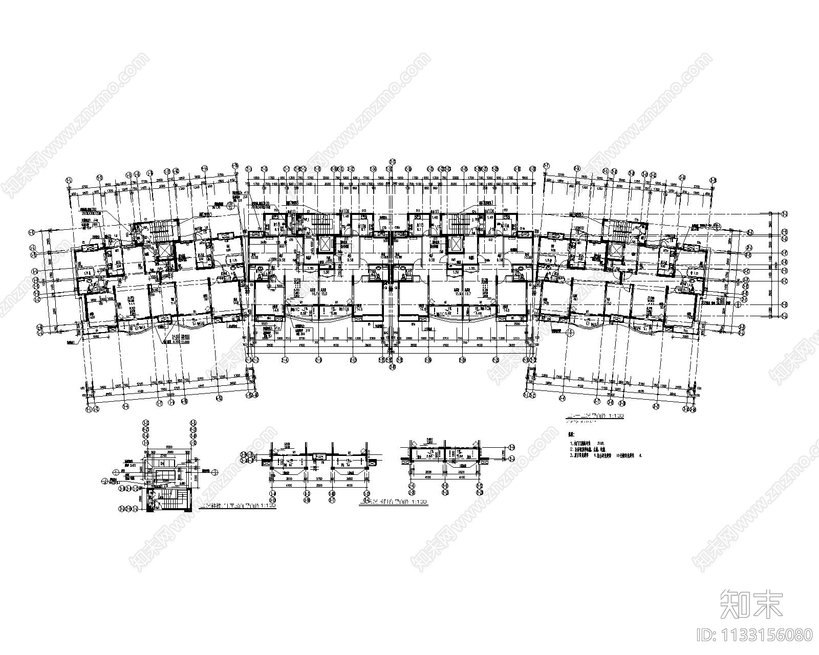 高层小区建筑cad施工图下载【ID:1133156080】