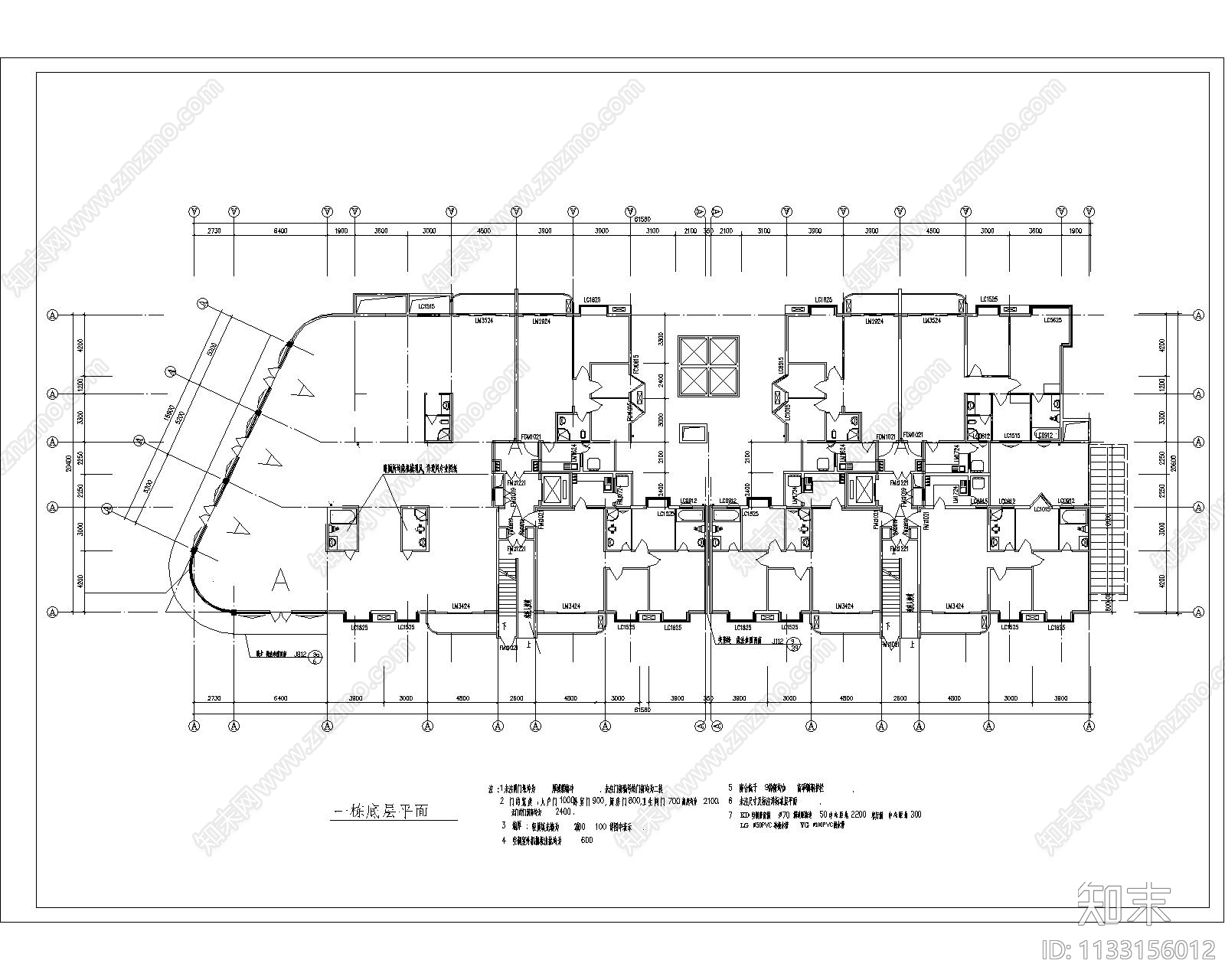 高层小区住宅建筑cad施工图下载【ID:1133156012】