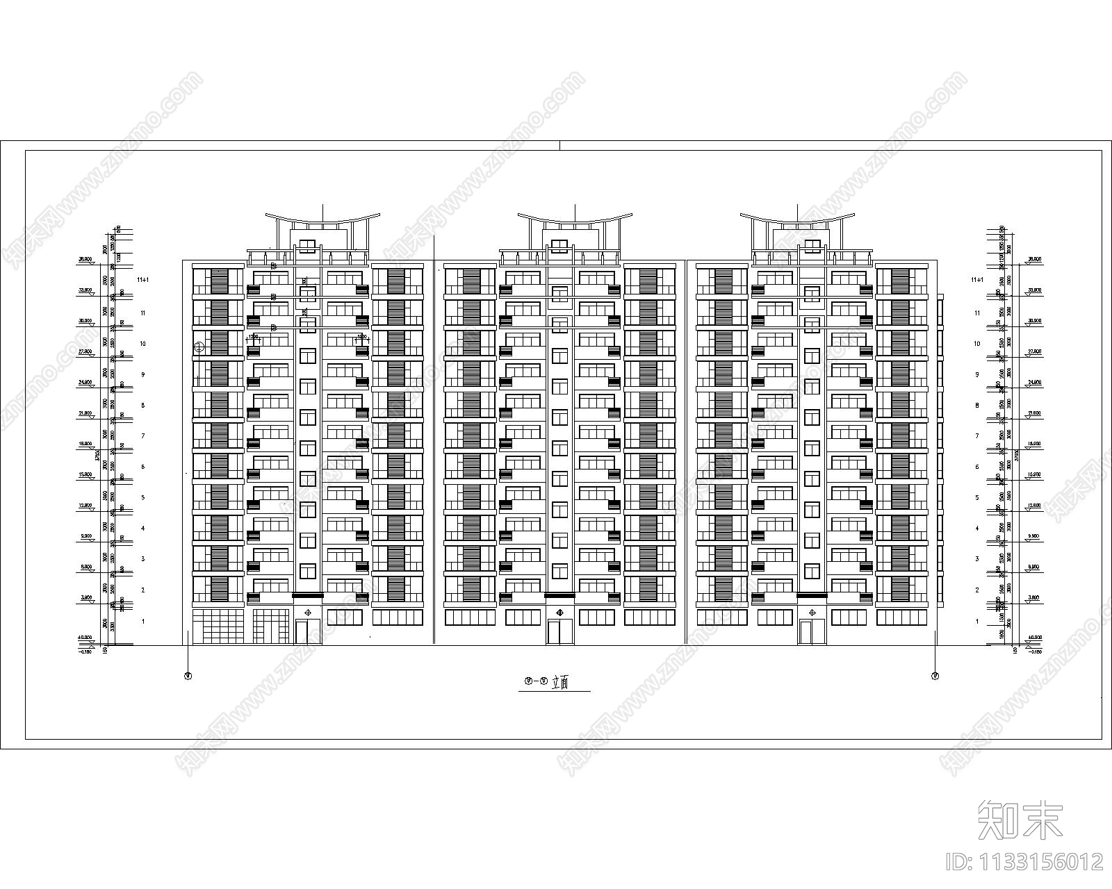 高层小区住宅建筑cad施工图下载【ID:1133156012】