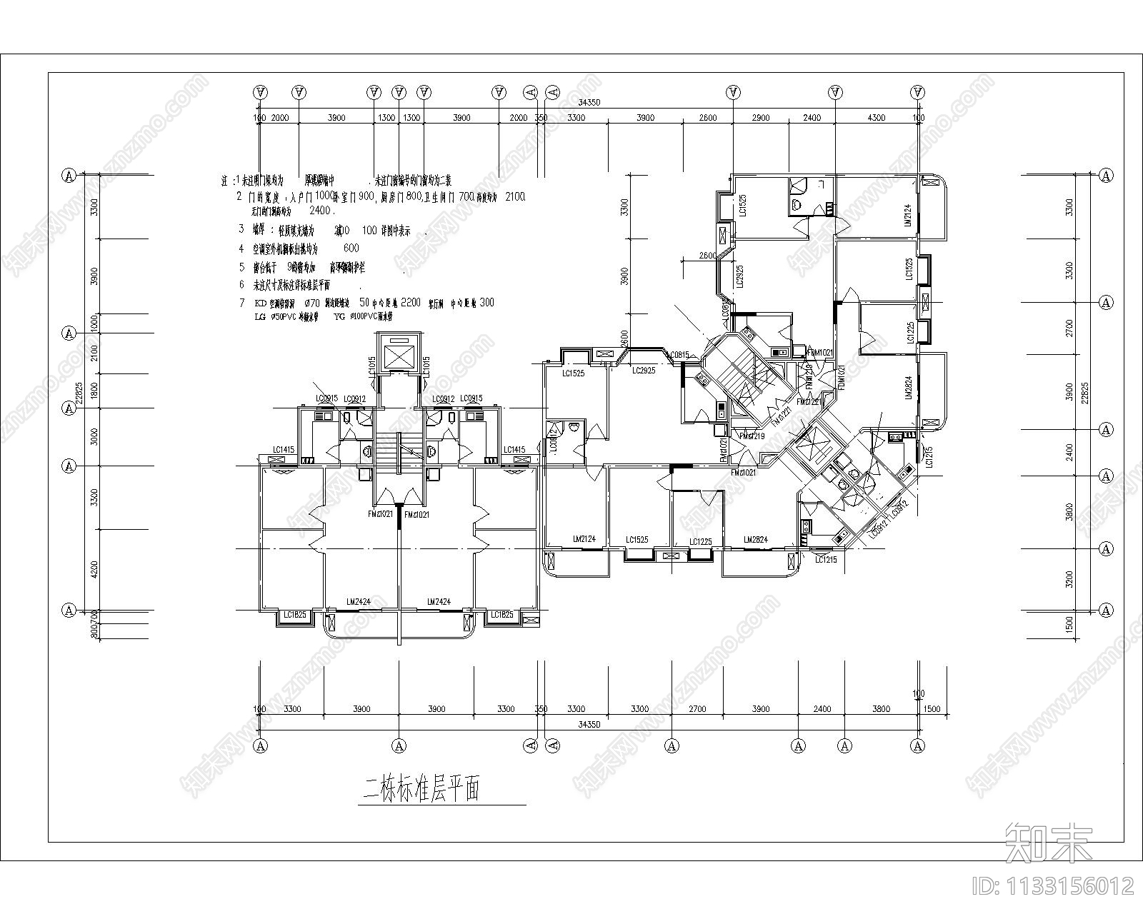 高层小区住宅建筑cad施工图下载【ID:1133156012】