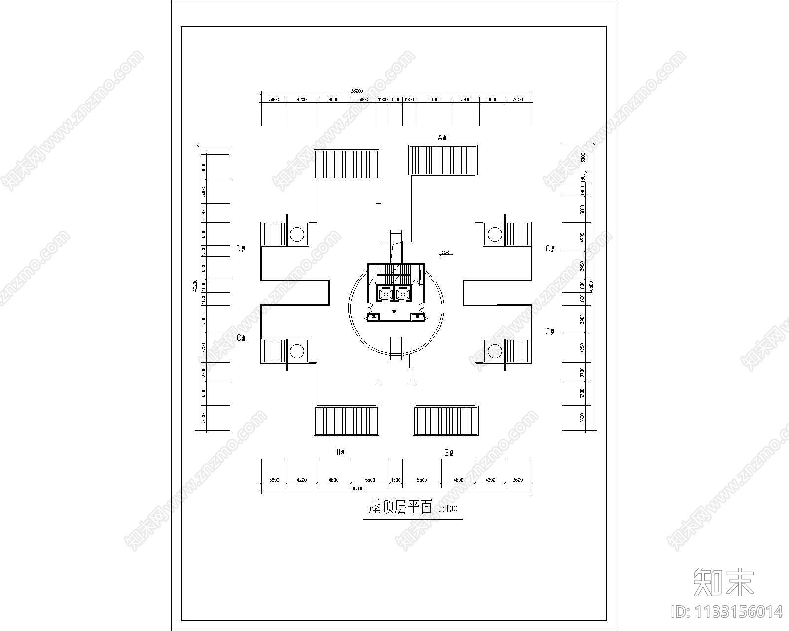 高层住宅楼建筑图cad施工图下载【ID:1133156014】