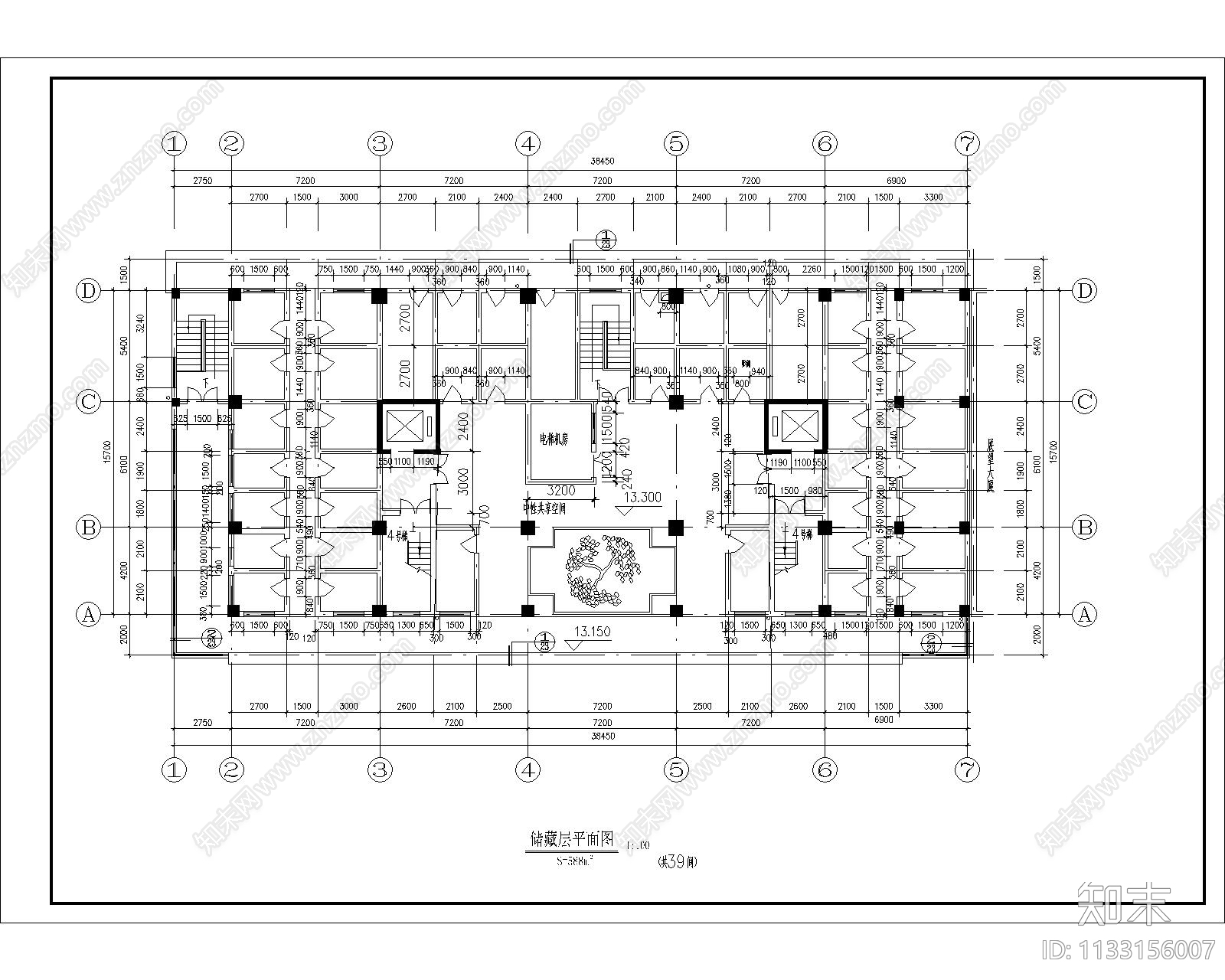 高层住宅建筑cad施工图下载【ID:1133156007】