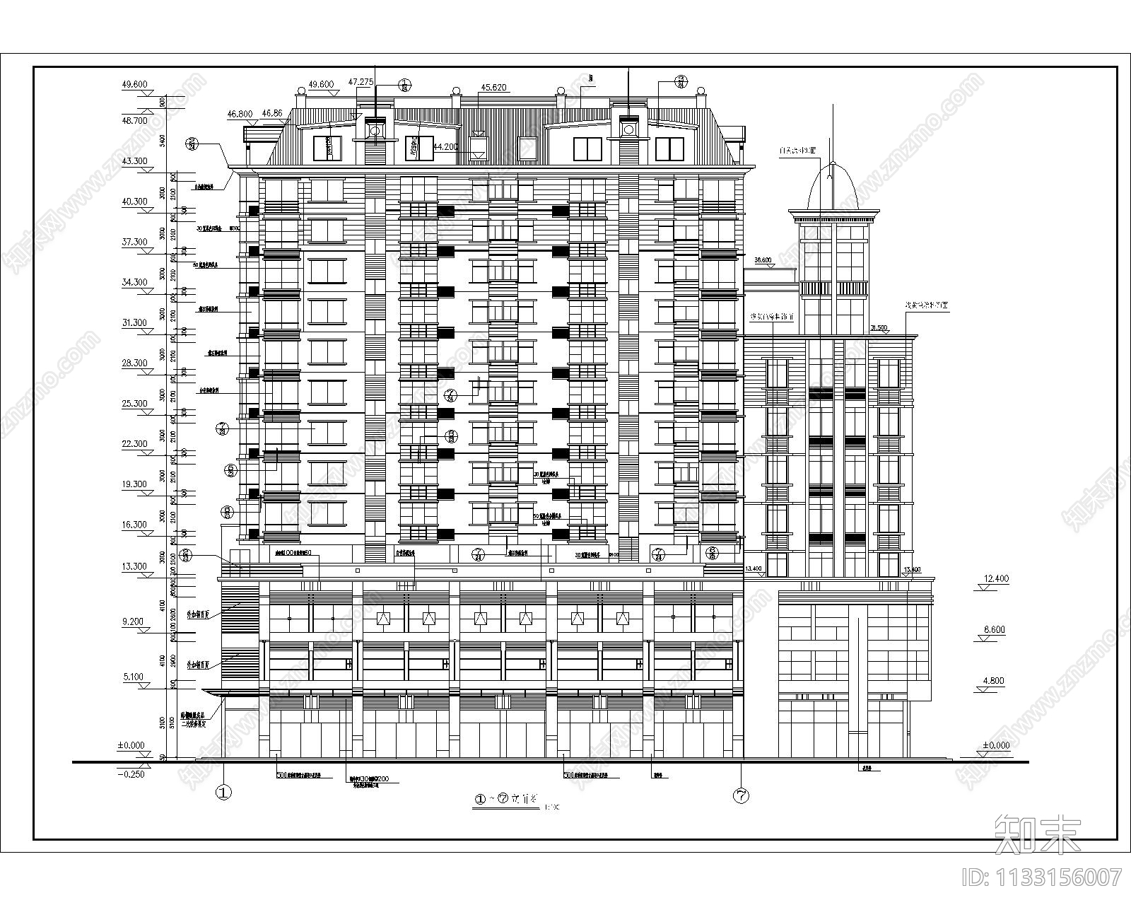 高层住宅建筑cad施工图下载【ID:1133156007】