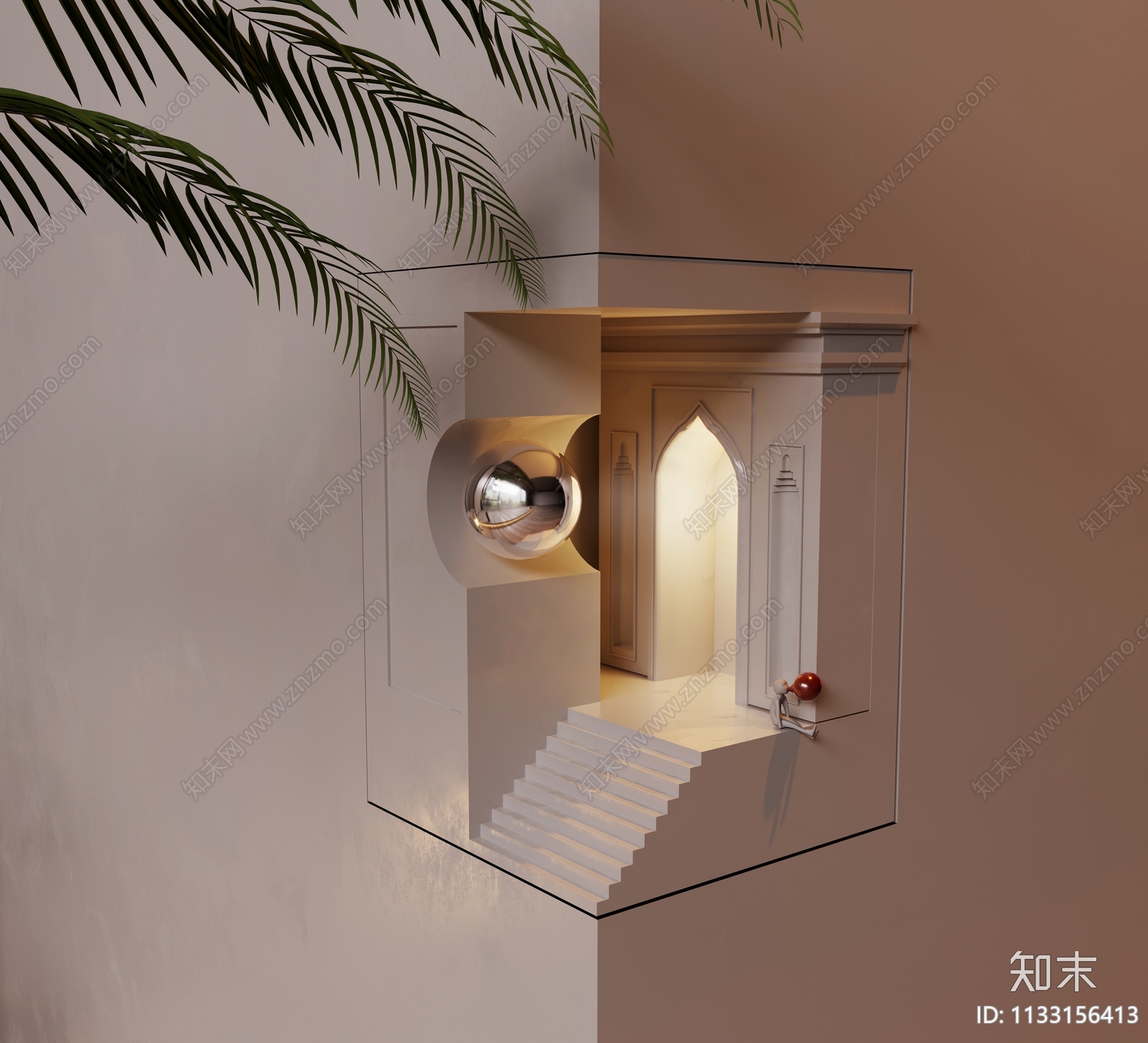 现代嵌入式转角石膏灯3D模型下载【ID:1133156413】