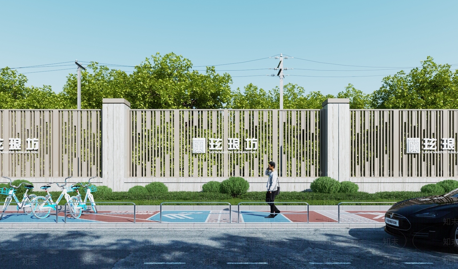 现代围墙3D模型下载【ID:1133180968】