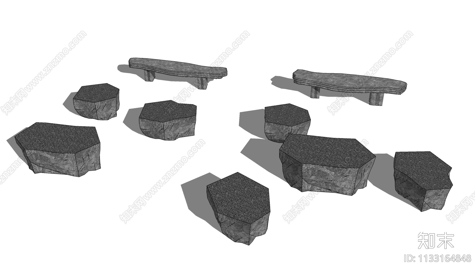 现代石头坐凳SU模型下载【ID:1133164848】