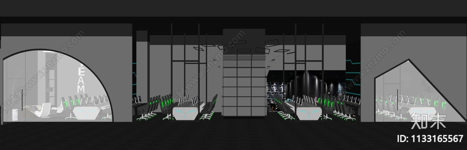 现代科技感网咖SU模型下载【ID:1133165567】