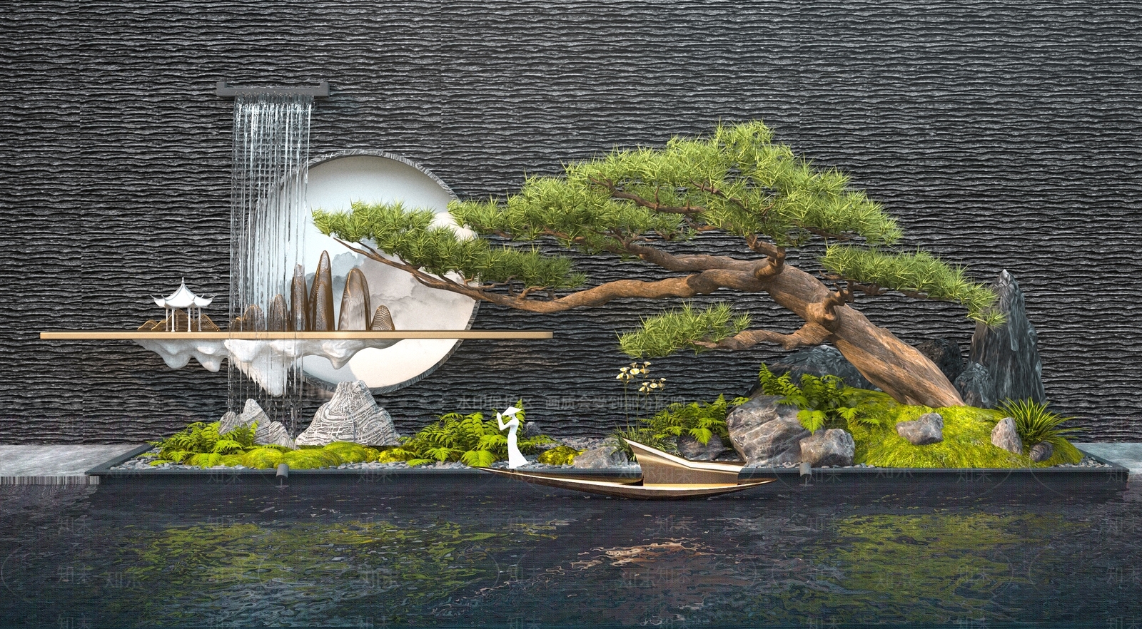新中式假山水景3D模型下载【ID:1133168743】