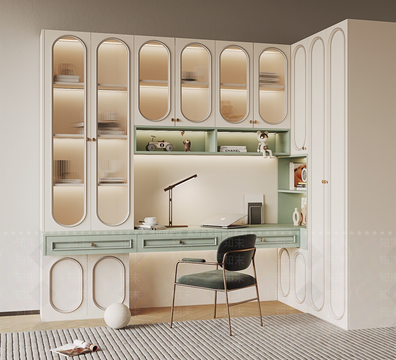 法式书柜3D模型下载【ID:1133169044】