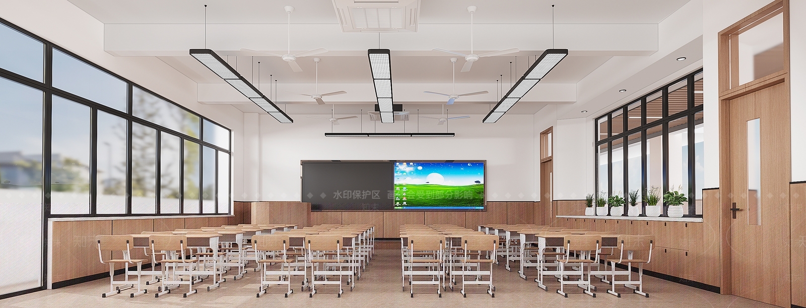现代教室3D模型下载【ID:1133170835】
