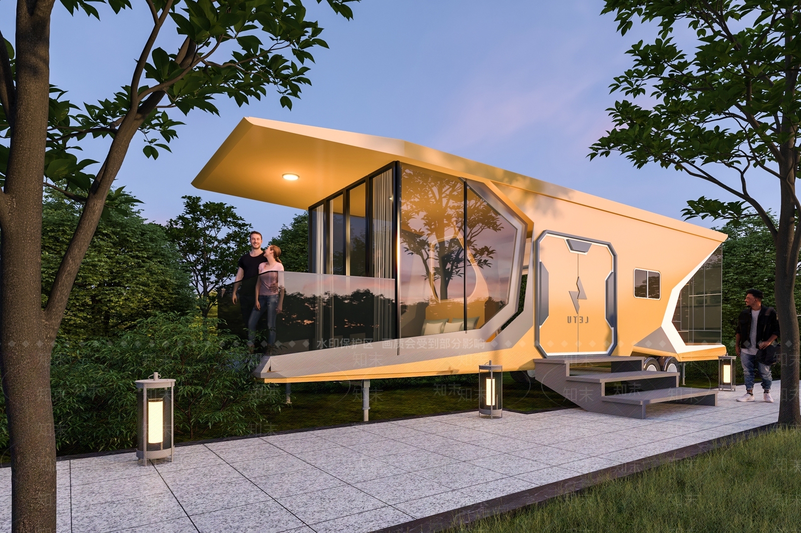 现代太空舱民宿建筑外观3D模型下载【ID:1133173158】