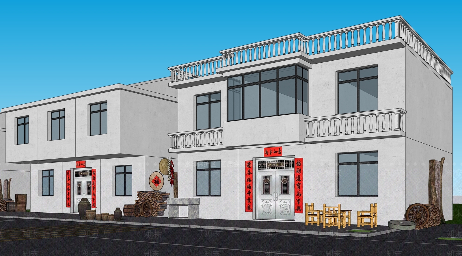 现代乡村民房SU模型下载【ID:1133173698】