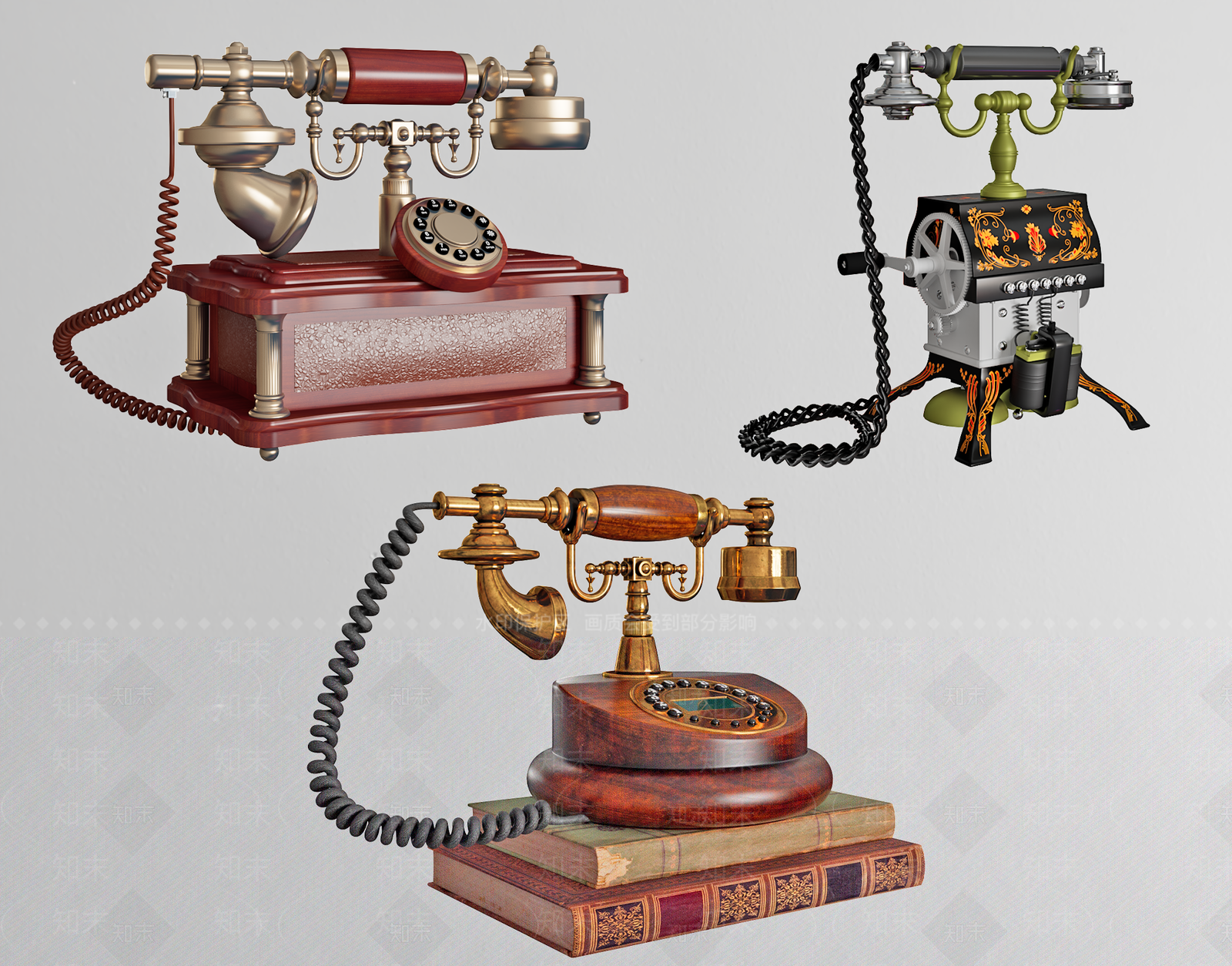 美式复古电话机3D模型下载【ID:1133177205】