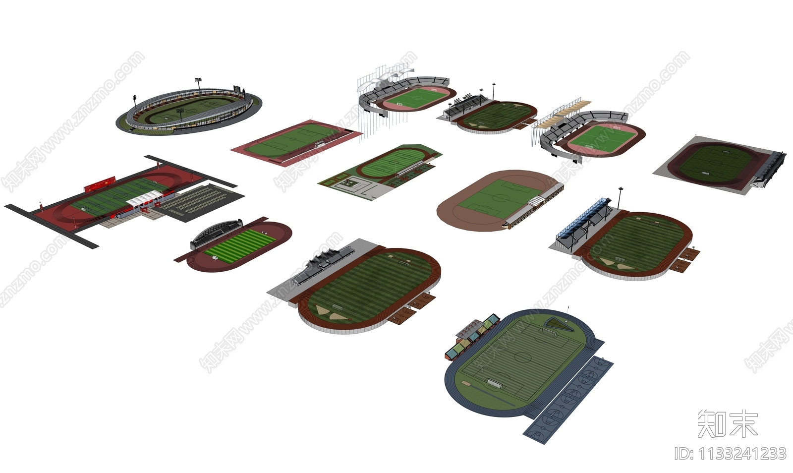 现代看台田径场SU模型下载【ID:1133241233】