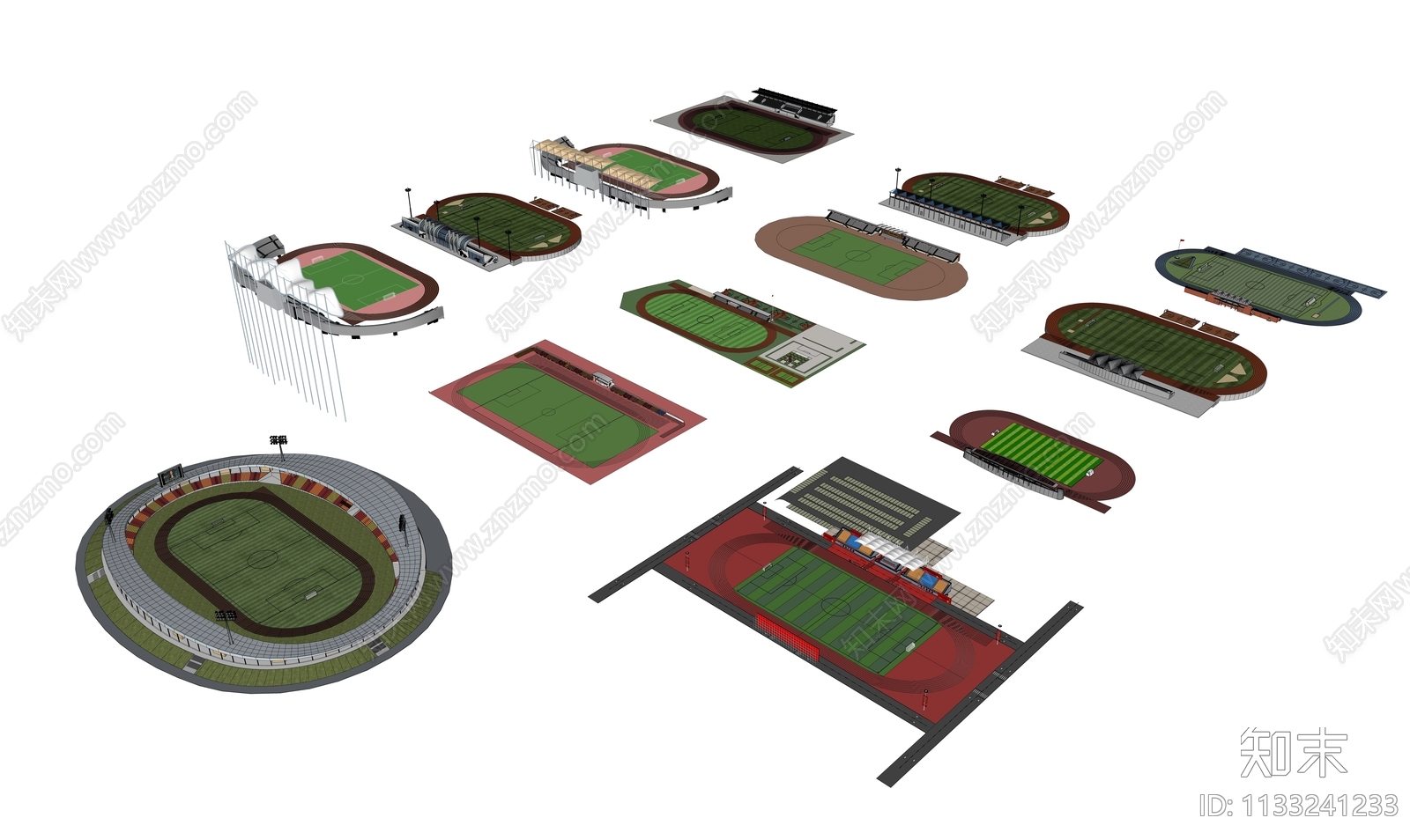 现代看台田径场SU模型下载【ID:1133241233】