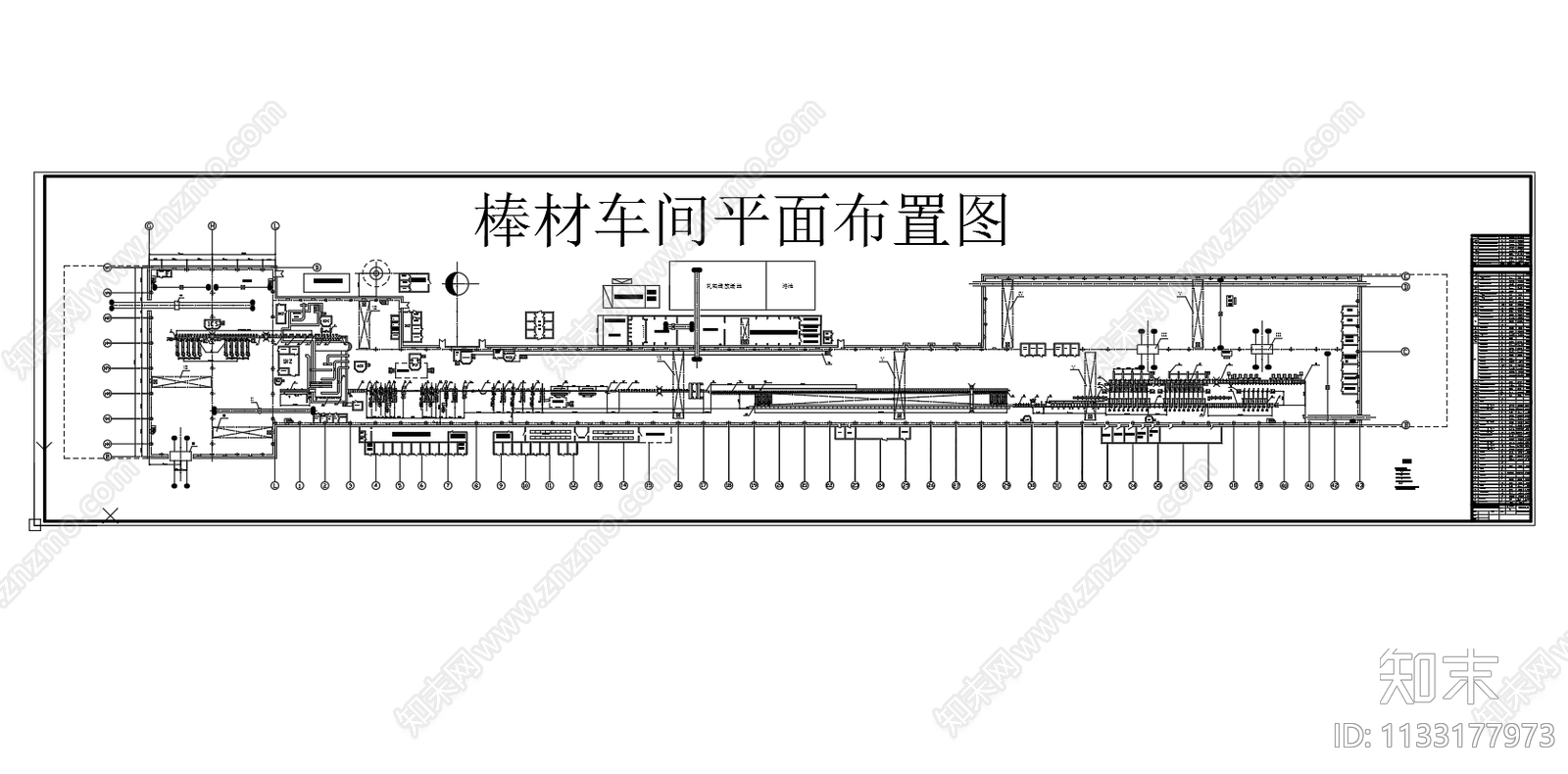 棒材生产车间平面布置图施工图下载【ID:1133177973】