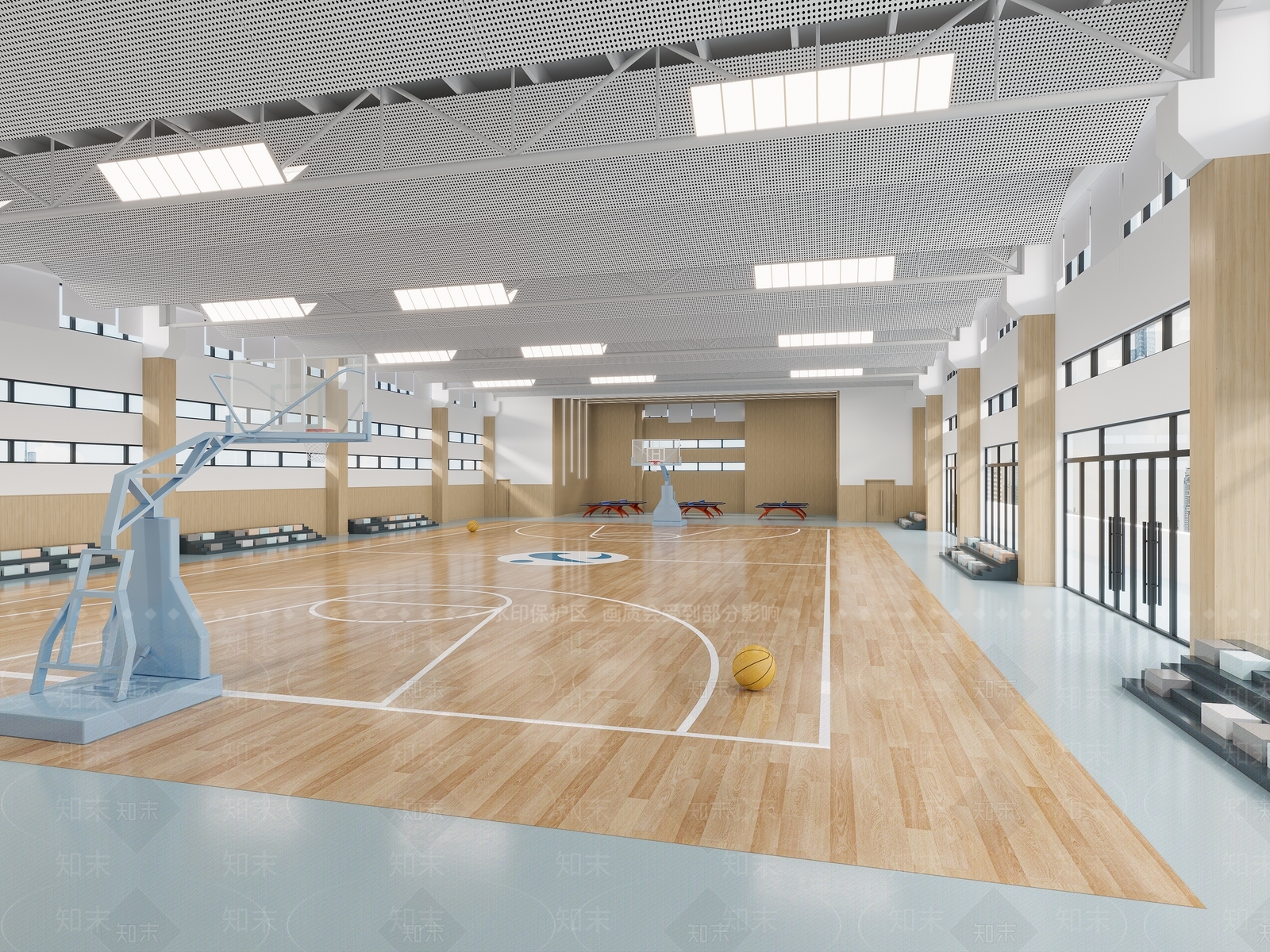 现代篮球场3D模型下载【ID:1133182390】