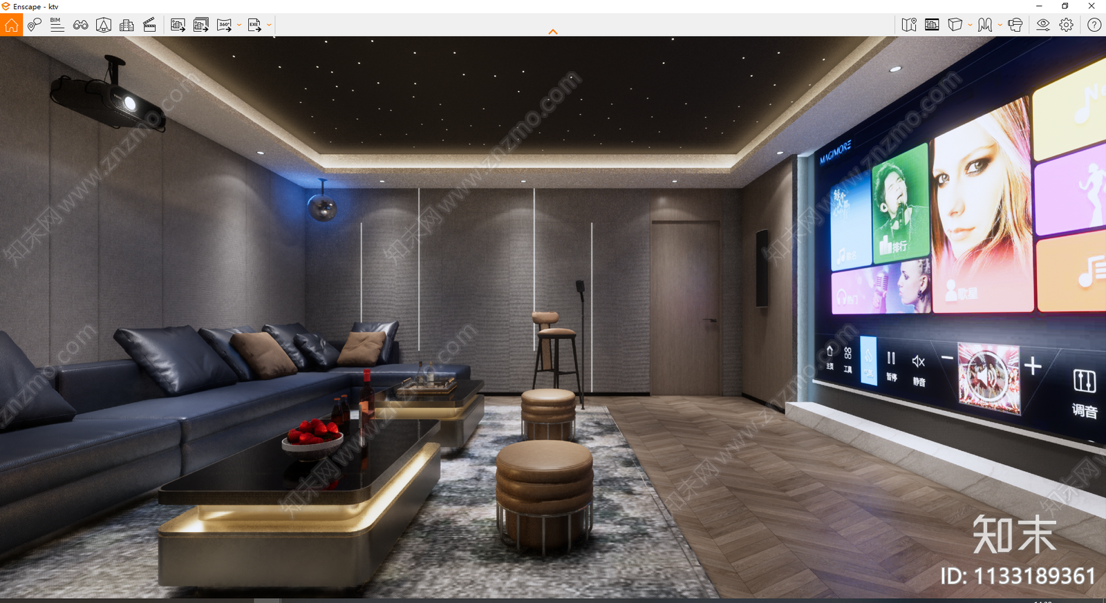现代KTV包厢SU模型下载【ID:1133189361】