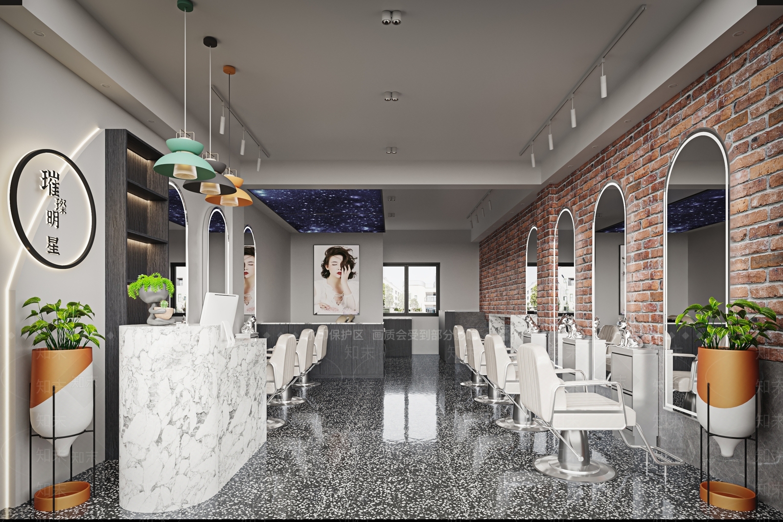 现代美发店3D模型下载【ID:1133189546】