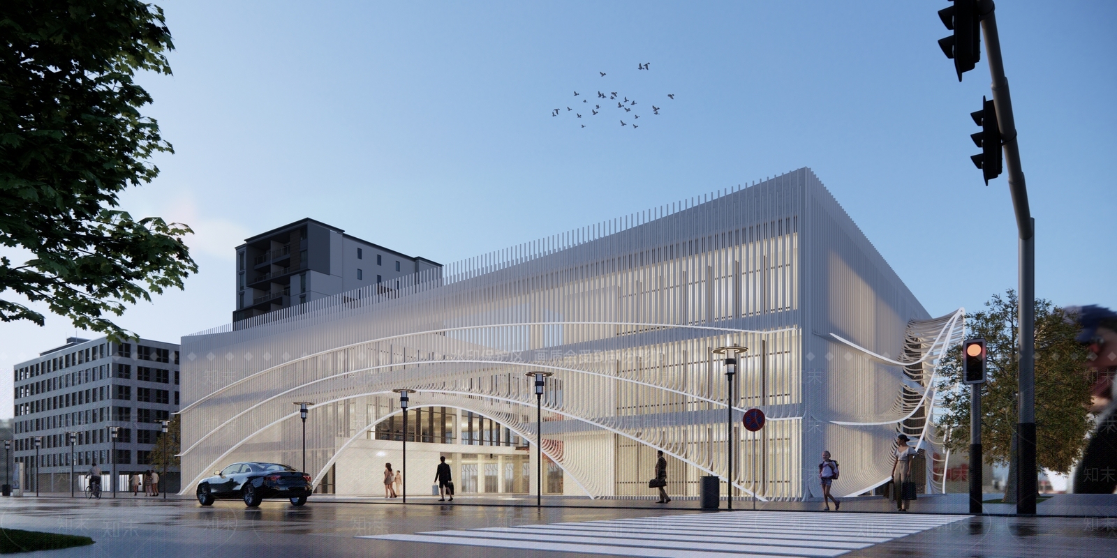 现代商场外立面SU模型下载【ID:1133190942】