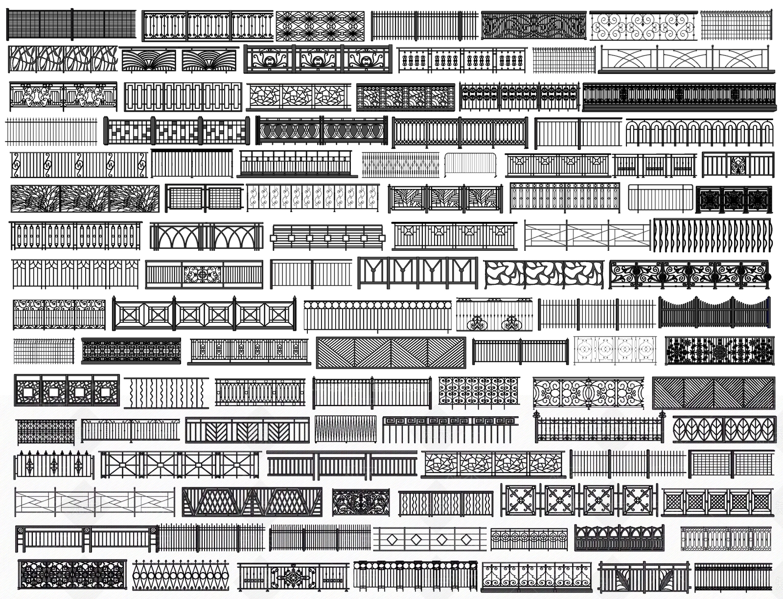 现代铁艺栏杆SU模型下载【ID:1133293065】