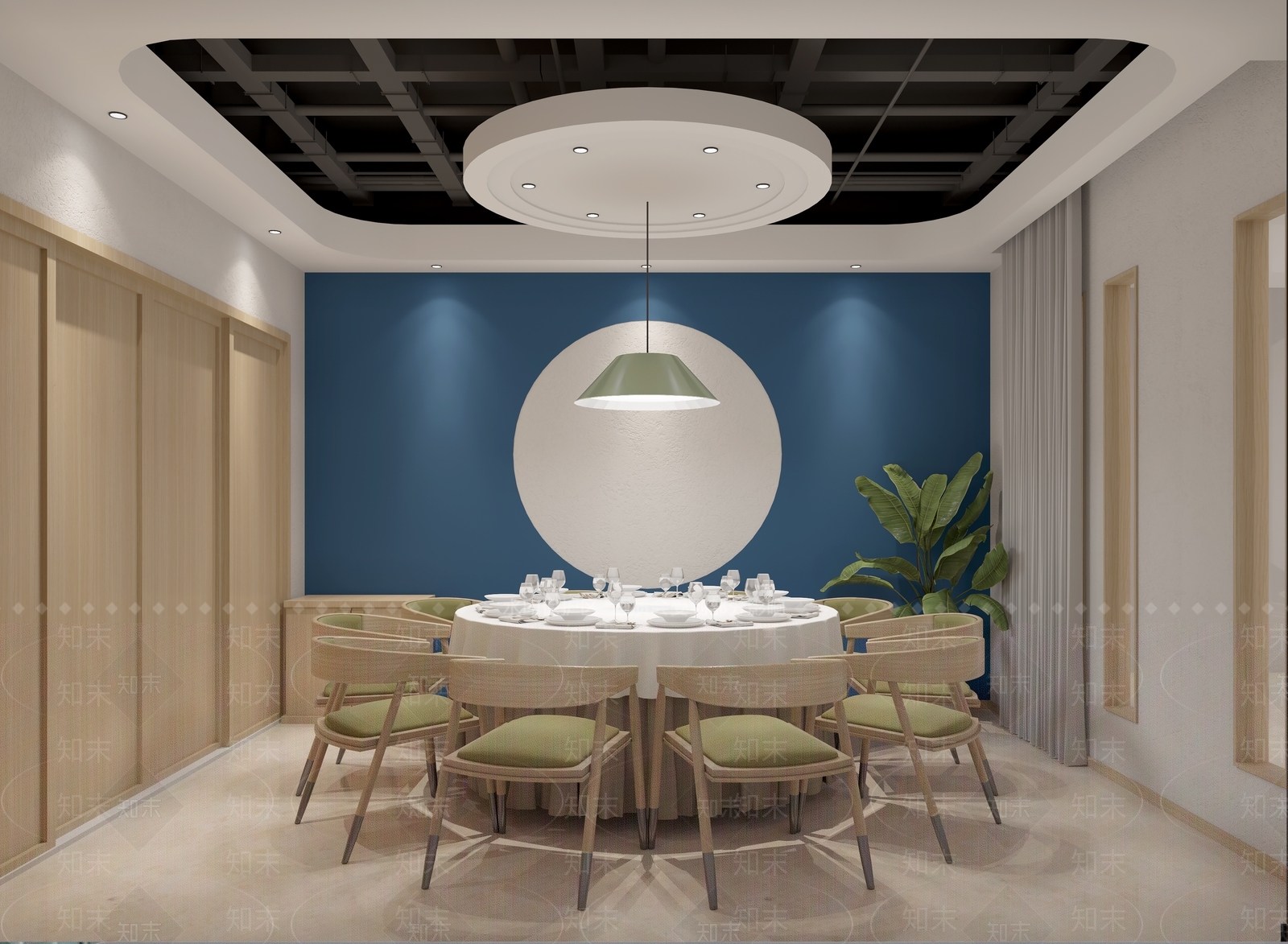 现代餐厅包厢3D模型下载【ID:1133193611】_知末3d模型网