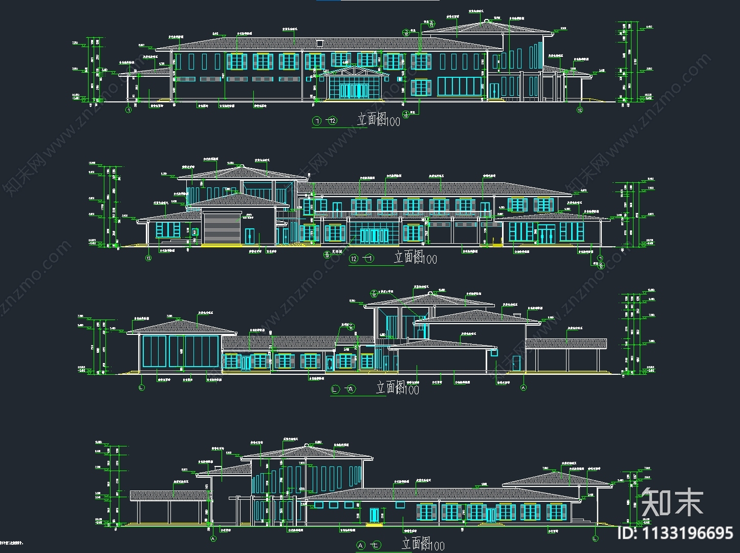 邯郸汽车营地服务楼建筑cad施工图下载【ID:1133196695】