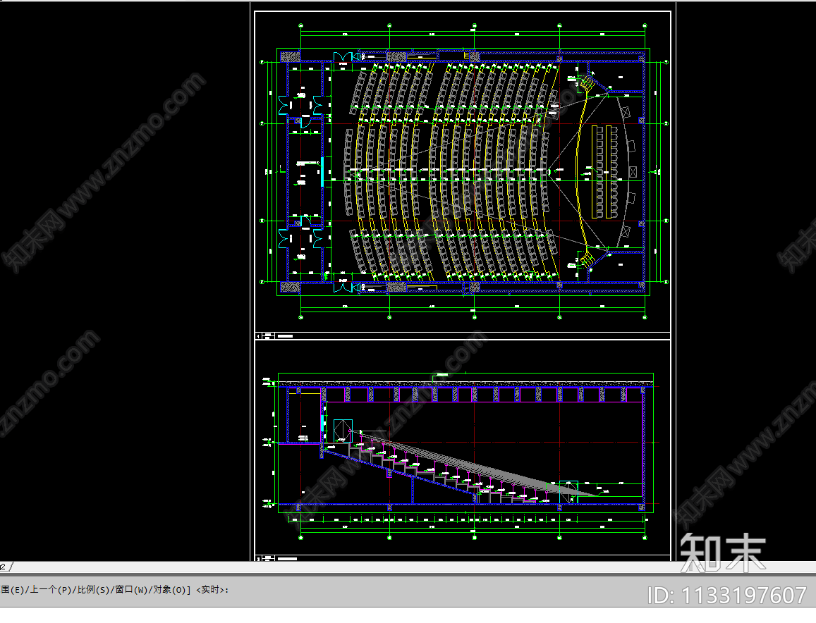 阶梯课室平面剖面图cad施工图下载【ID:1133197607】